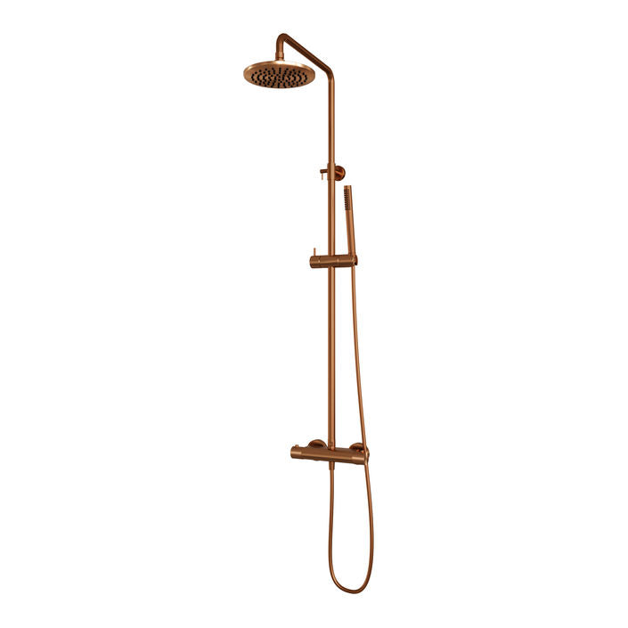Brauer Carving stortdoucheset - hoofddouche 20cm - staafhanddouche - Geborsteld Koper PVD