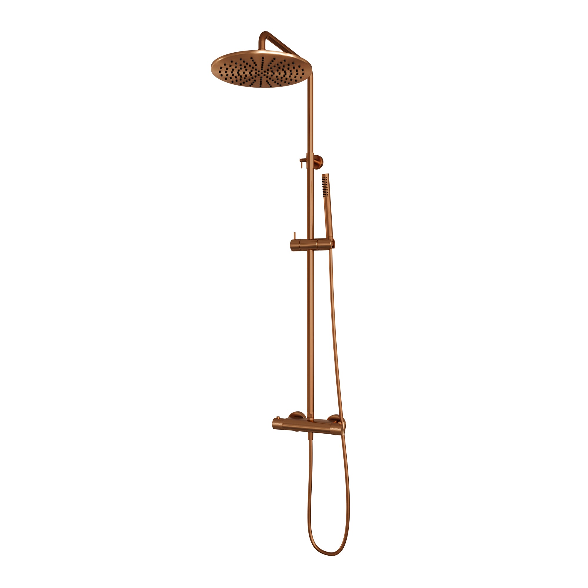 Brauer Carving stortdoucheset - hoofddouche 30cm - staafhanddouche - Geborsteld Koper PVD