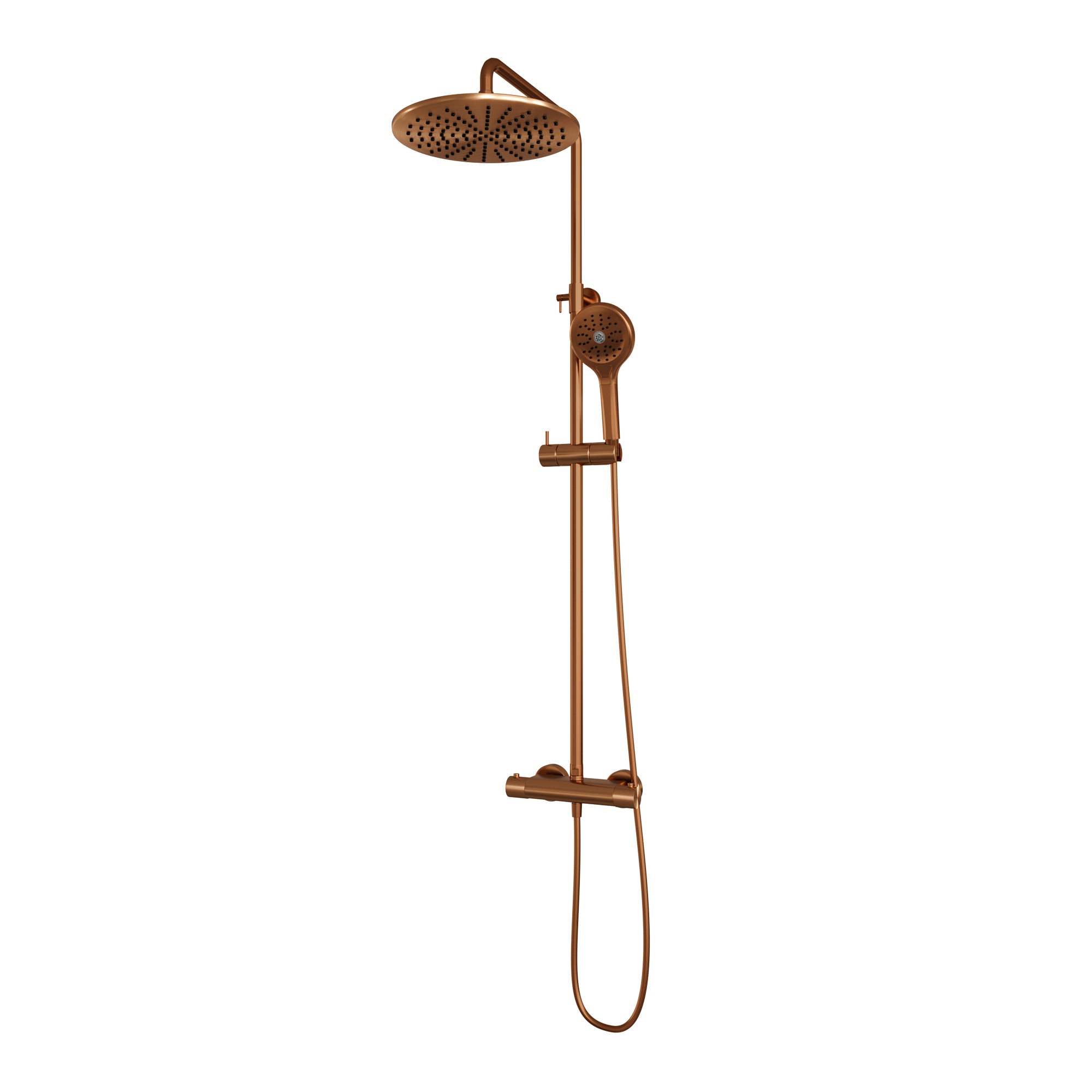 Brauer Carving stortdoucheset - hoofddouche 30cm - ronde handdouche - Geborsteld Koper PVD