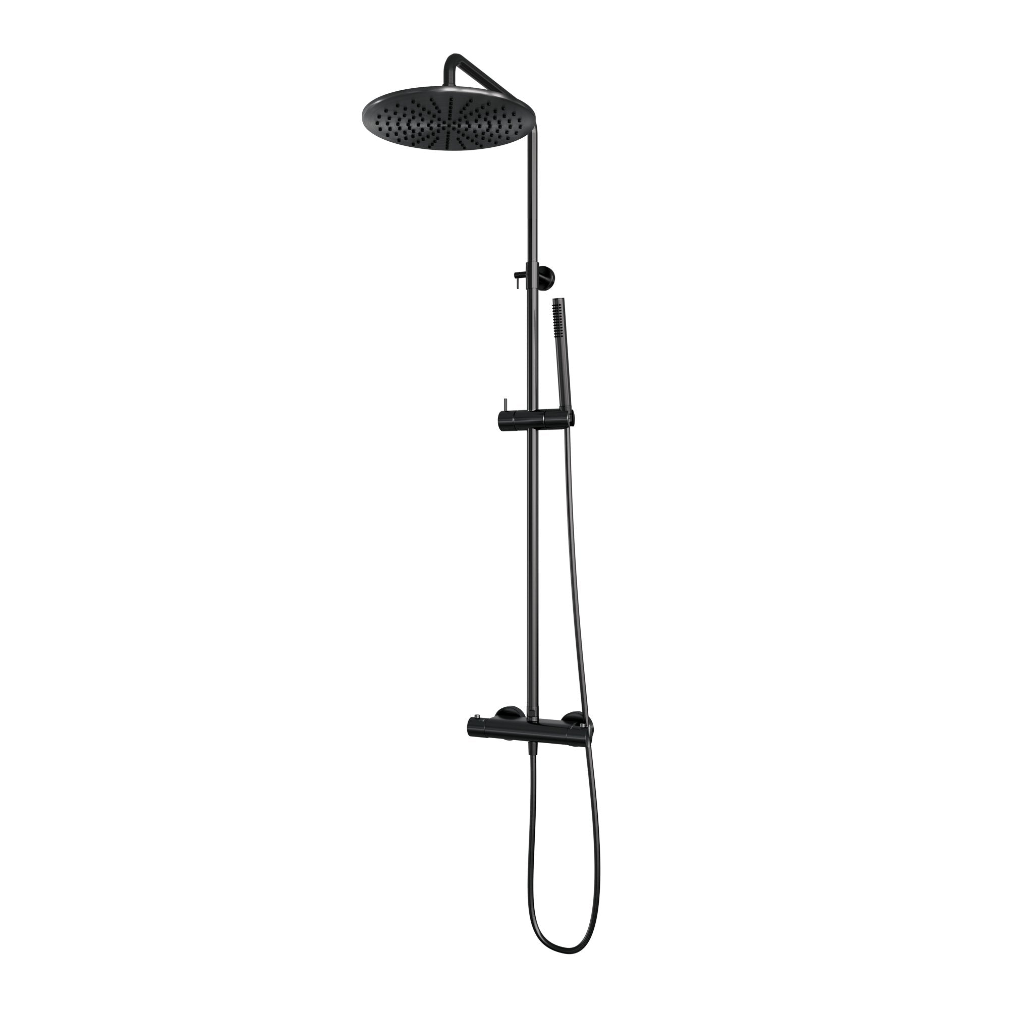 Brauer Edition stortdoucheset - hoofddouche 30 cm - staafhanddouche - Geborsteld Gunmetal PVD