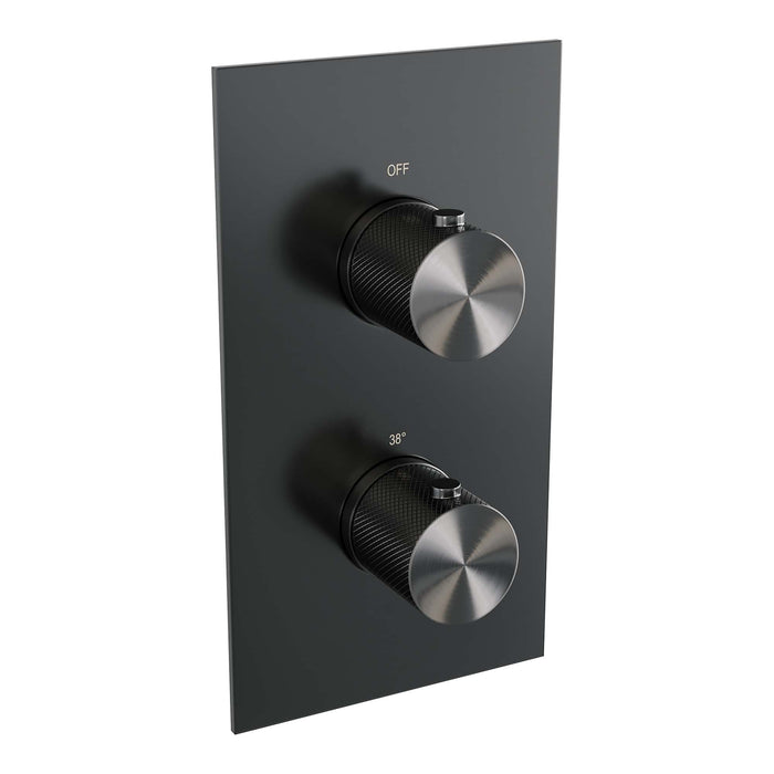 Brauer Carving 3-weg inbouwthermostaat - Geborsteld Gunmetal PVD