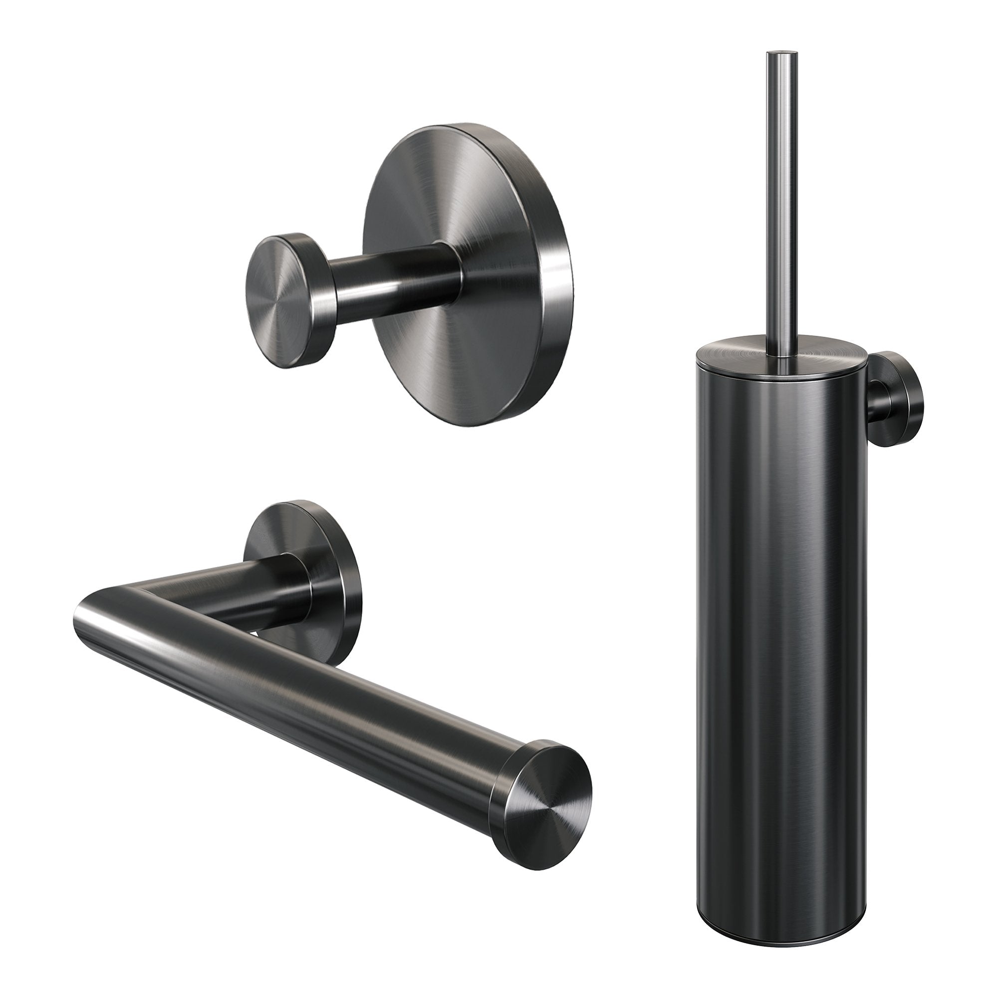 Brauer Gunmetal Edition toilet accessoires set 3-in-1 Geborsteld Gunmetal PVD -  5-GM-323