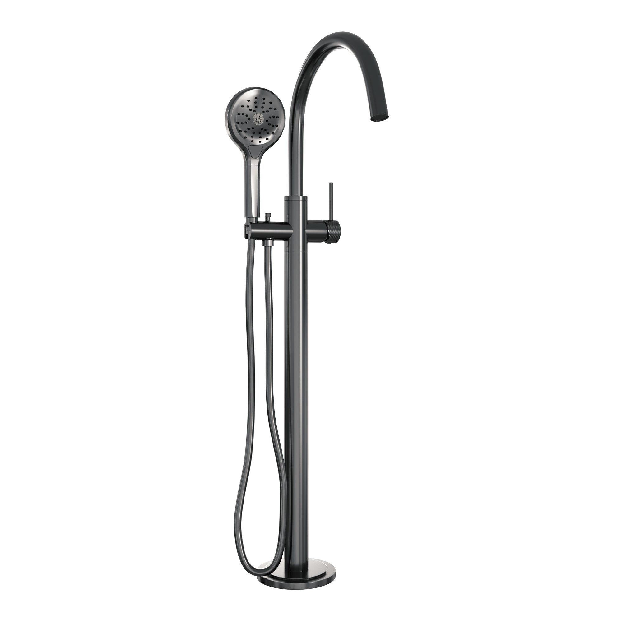 Brauer Carving vrijstaande badmengkraan SET 02 met 3-standen handdouche en doucheslang Geborsteld Gunmetal PVD