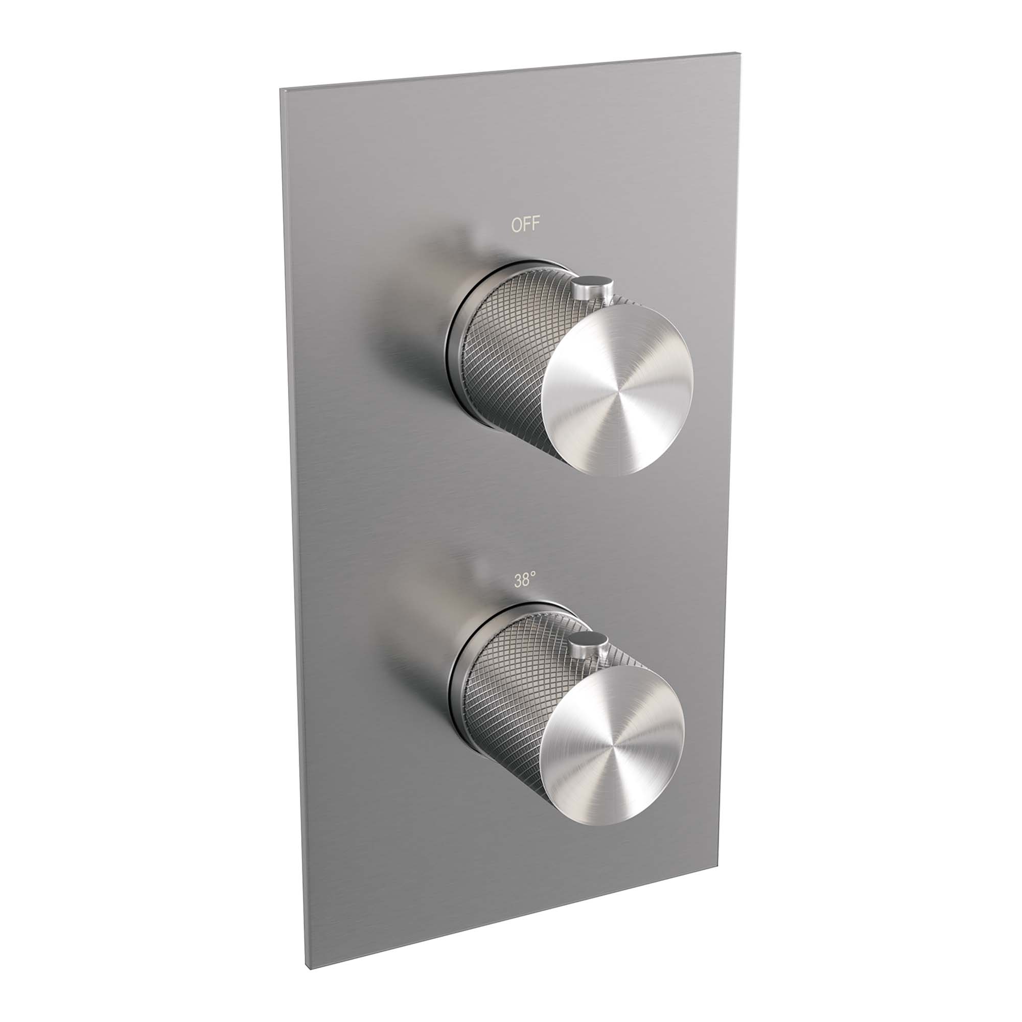 Brauer Carving 3-weg inbouwthermostaat - geborsteld RVS PVD