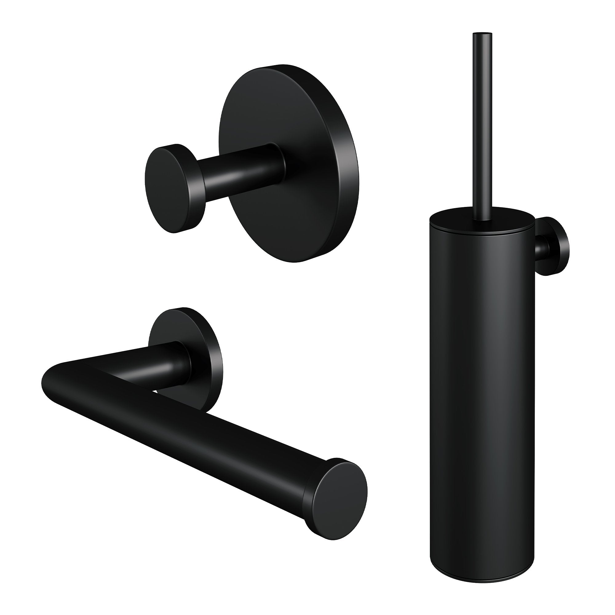Brauer Black Edition toilet accessoires set 3-in-1 Mat Zwart - 5-S-323