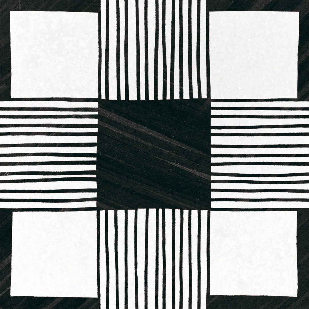 Equipe Ceramicas, Caprice Deco - 22124---Cloth-B&w,-Matt,-20x20cm,-9.00mm,-Rett.