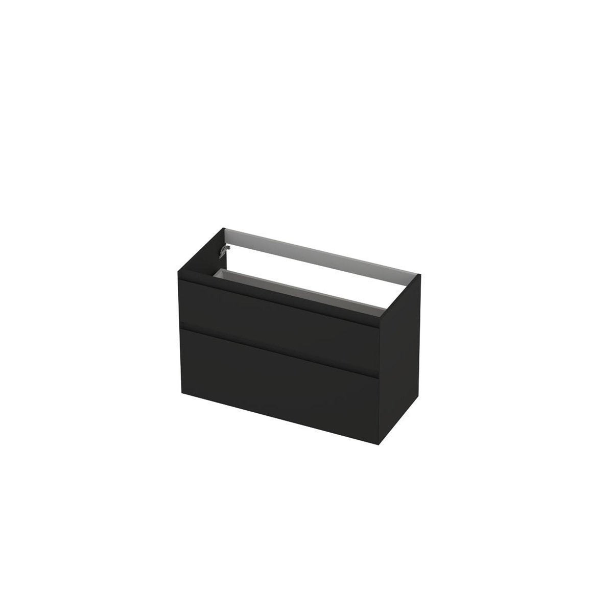 Ink onderkast 100x45cm - greeploos - 2 lades asymmetrisch - mat zwart