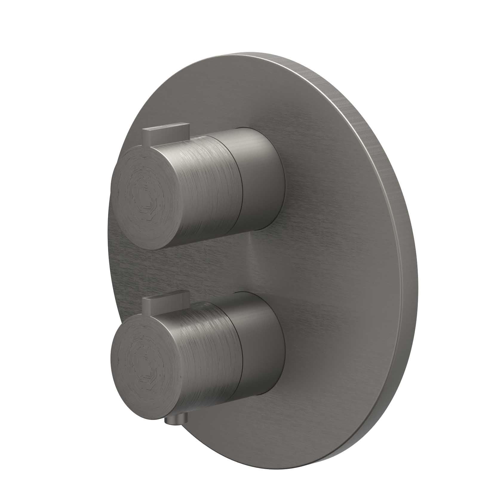IVY Pact afbouwdeel inbouwthermostaat 2-weg stop-omstel - geborsteld metal black PVD