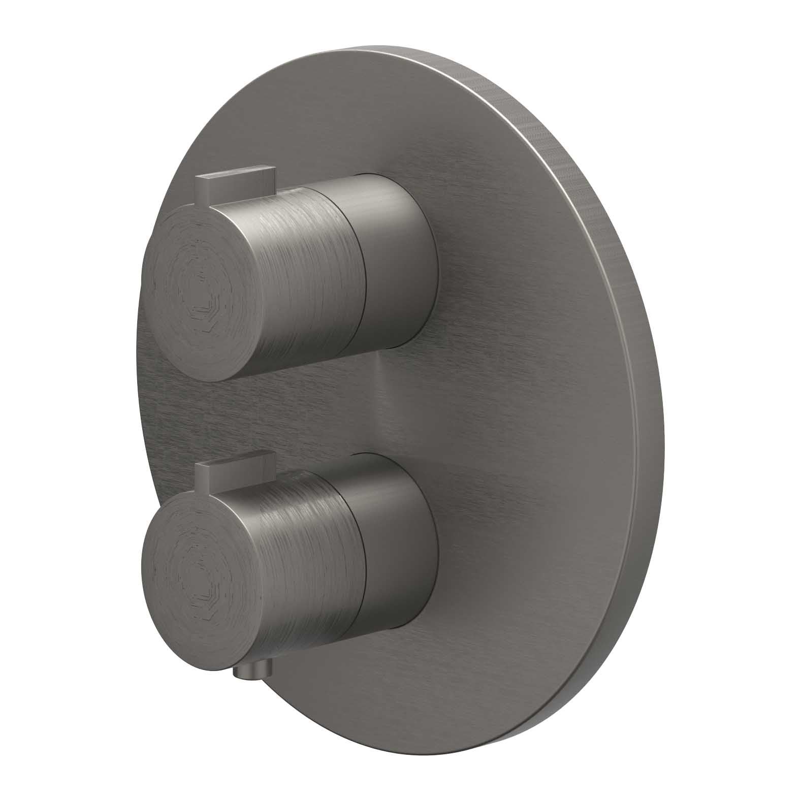 IVY Pact afbouwdeel inbouwthermostaat 3-weg stop-omstel - geborsteld metal black PVD