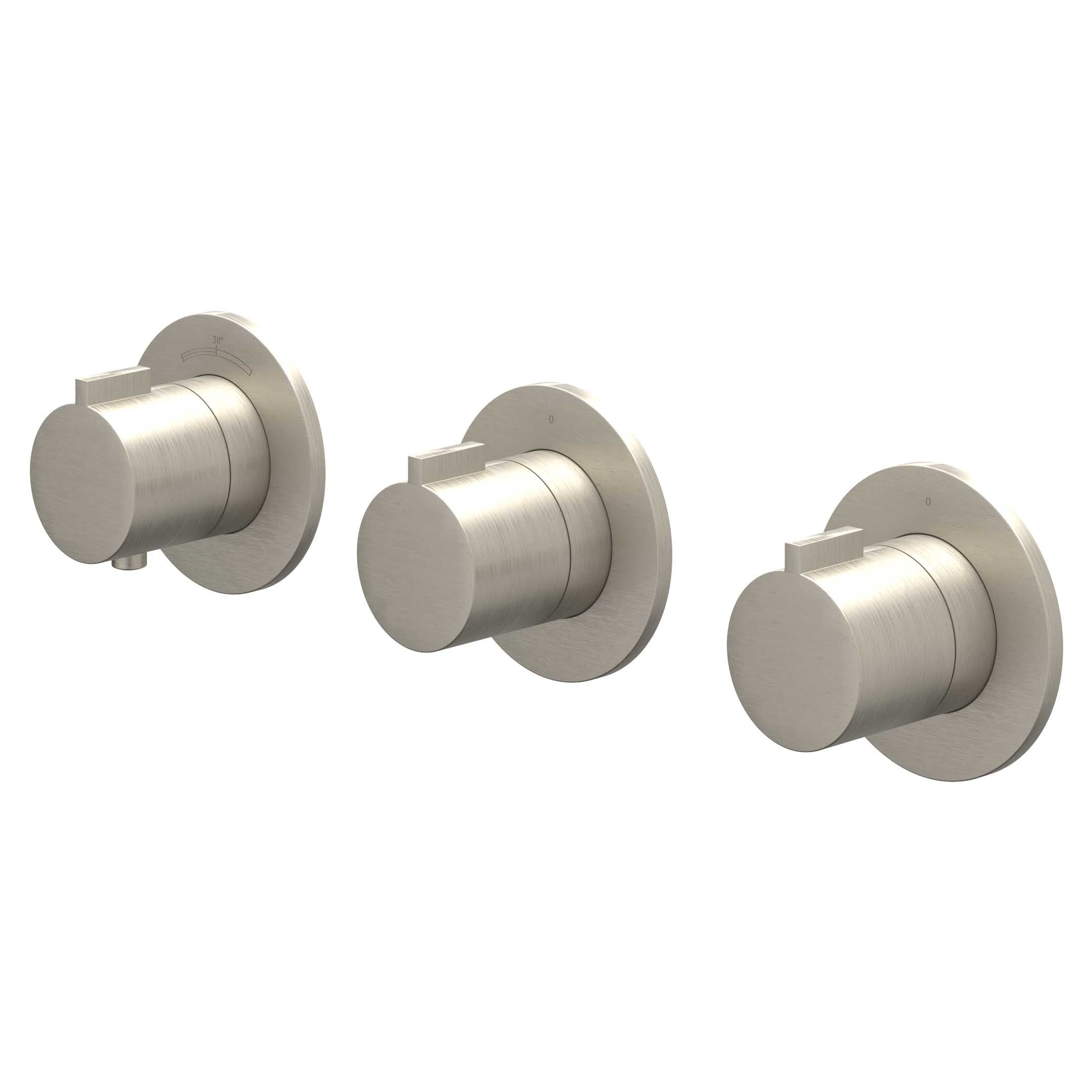 IVY Pact afbouwdeel inbouwthermostaat 2 stopkranen symmetry - geborsteld nickel PVD