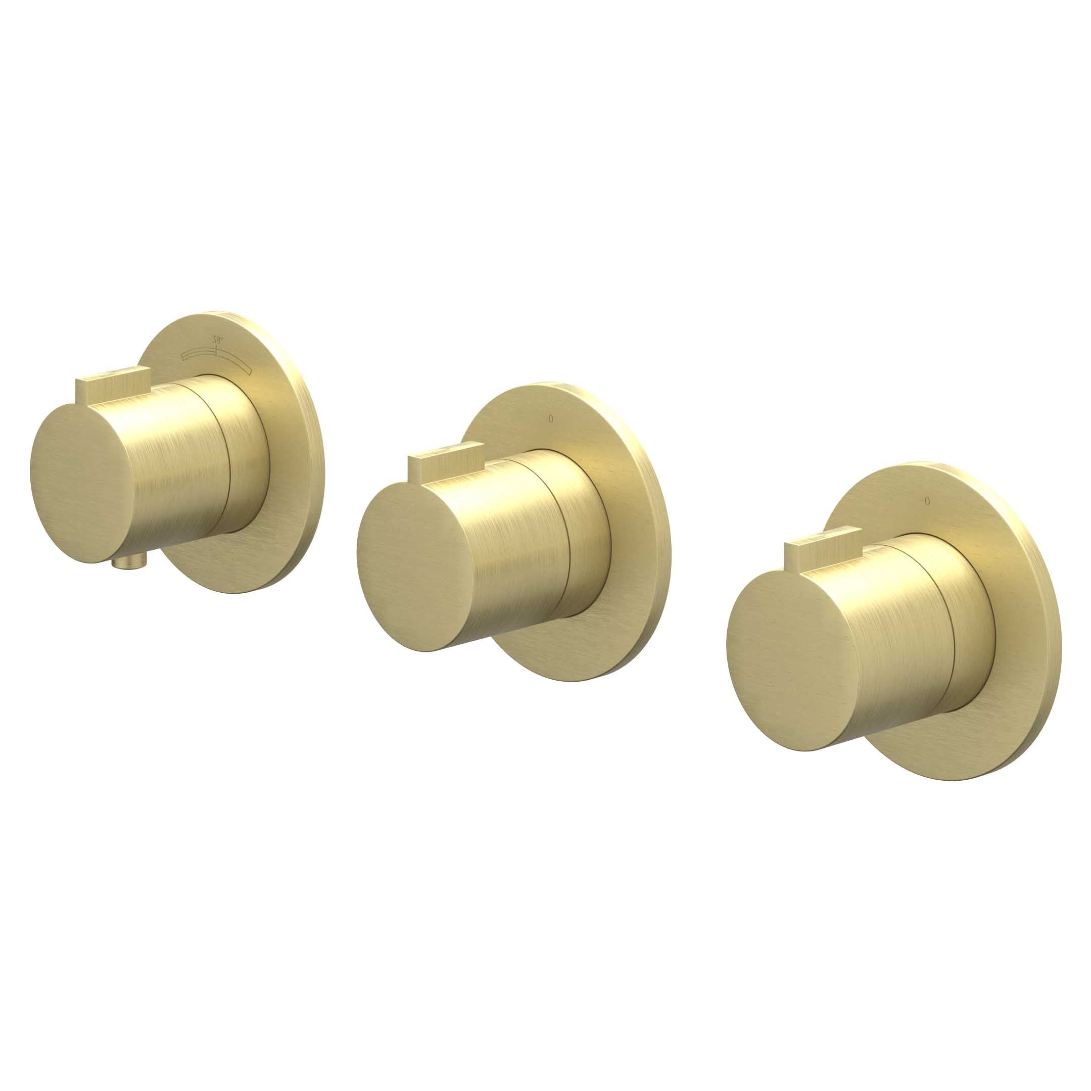 IVY Pact afbouwdeel inbouwthermostaat 2 stopkranen symmetry - geborsteld mat goud PVD
