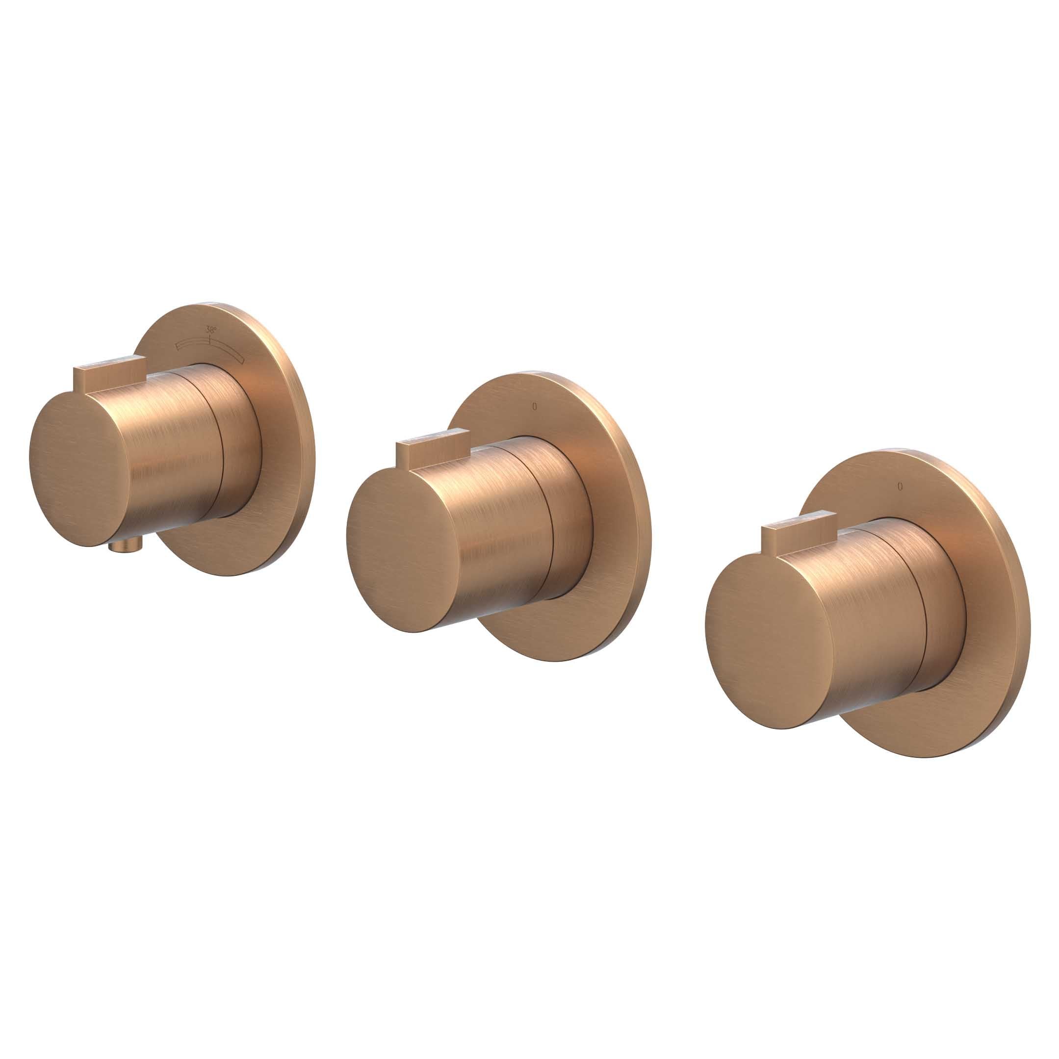 IVY Pact afbouwdeel inbouwthermostaat 2 stopkranen symmetry - geborsteld mat koper PVD
