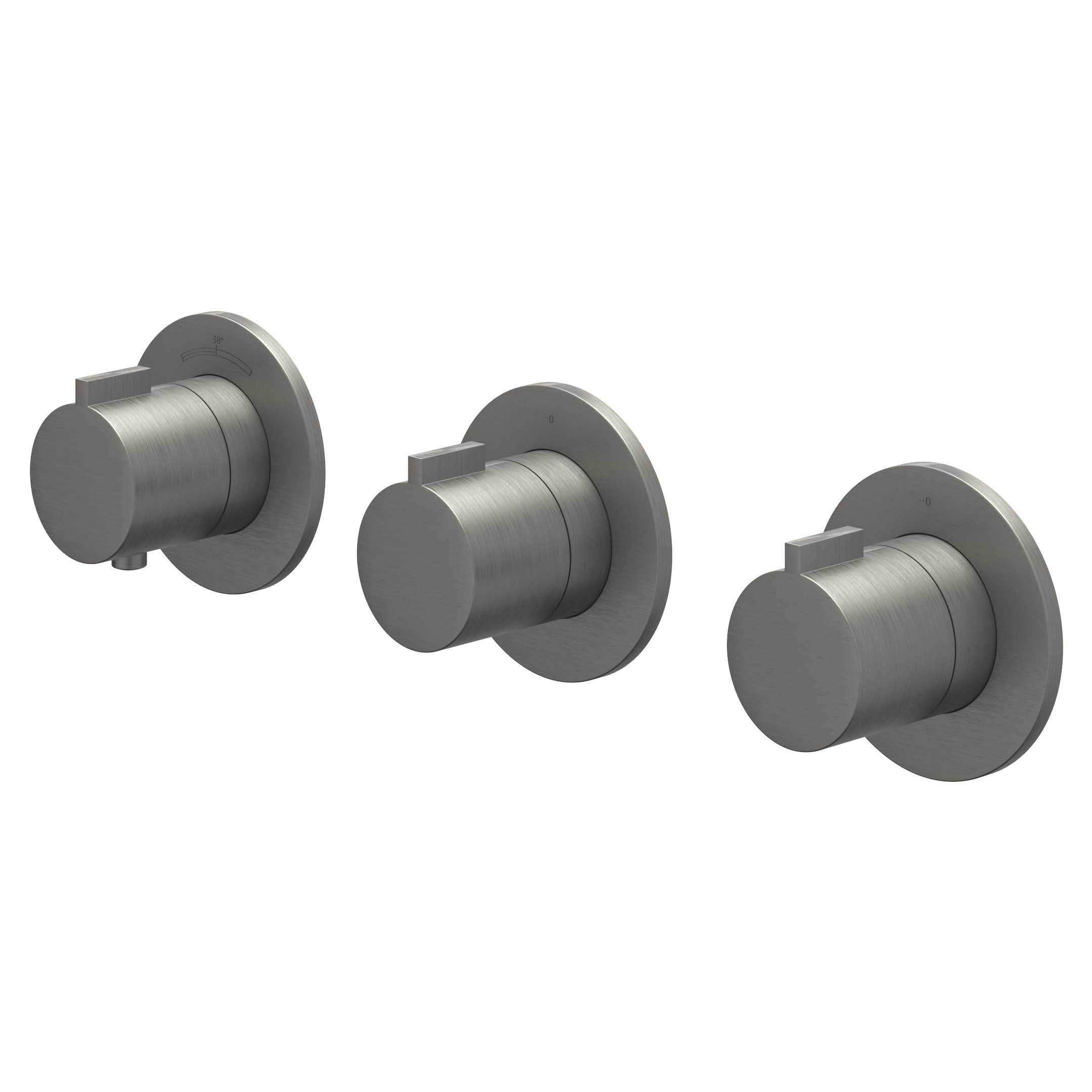 IVY Pact afbouwdeel inbouwthermostaat 2 stopkranen symmetry - geborsteld metal black PVD