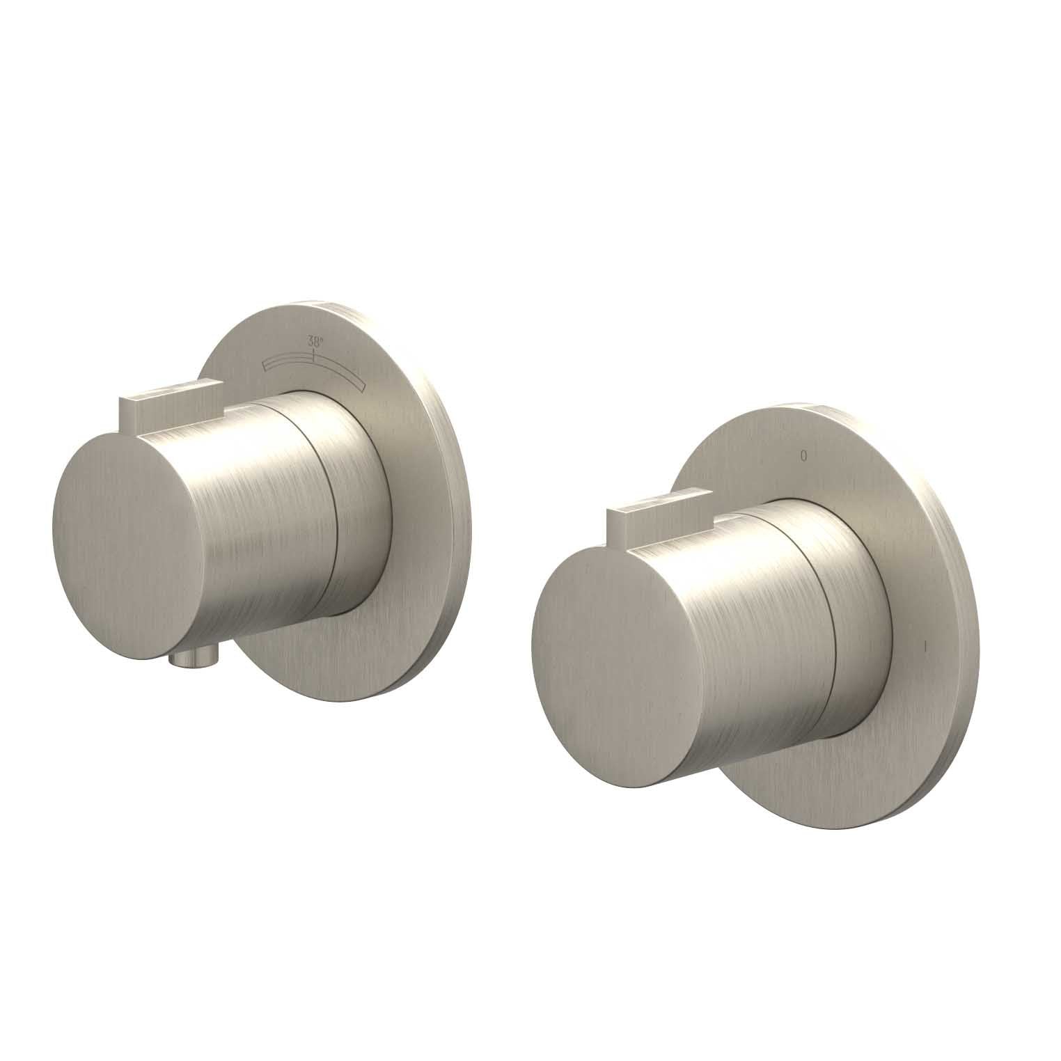 IVY Pact afbouwdeel inbouwthermostaat 2-weg stop-omstel symmetry - geborsteld nickel PVD