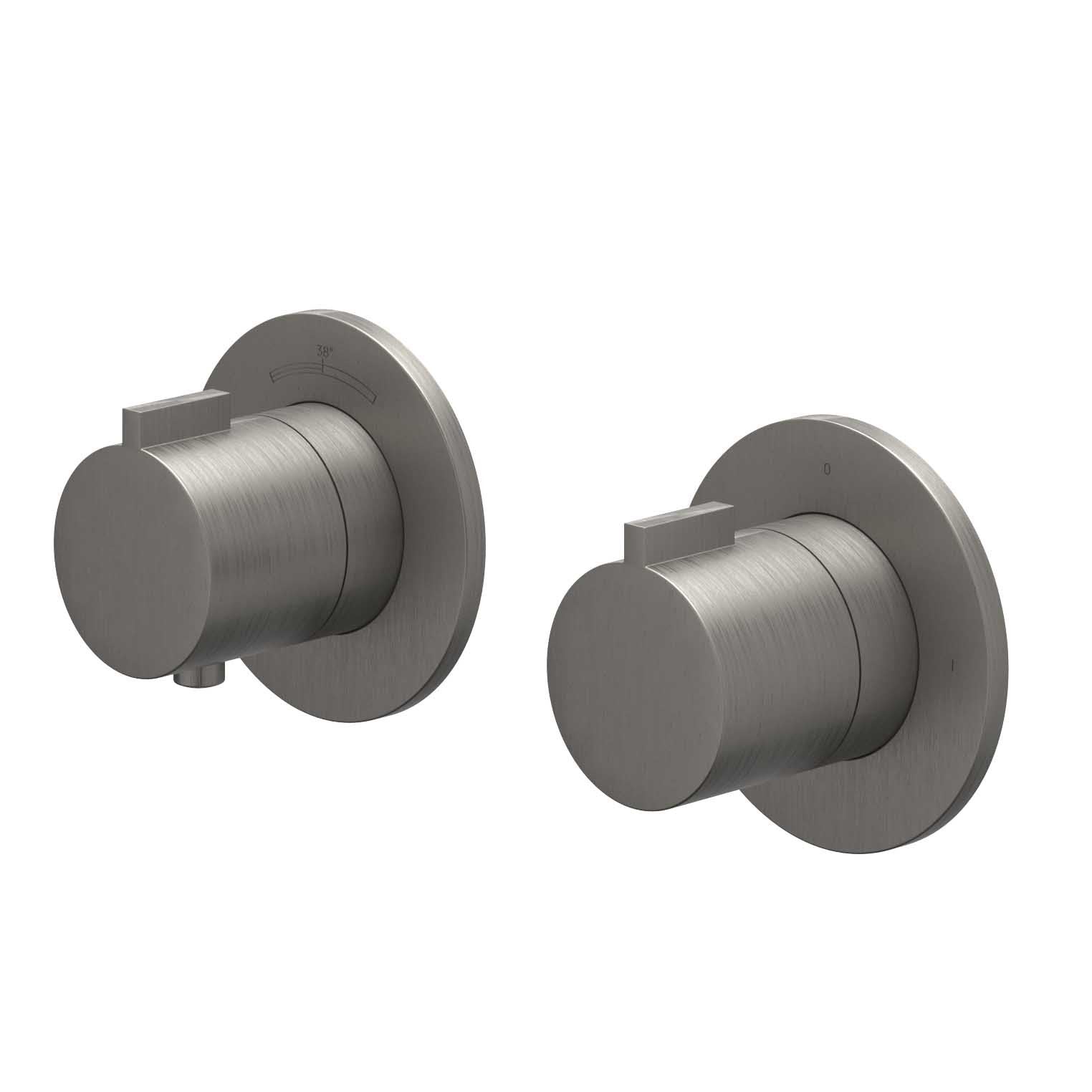 IVY Pact afbouwdeel inbouwthermostaat 2-weg stop-omstel symmetry - geborsteld metal black PVD