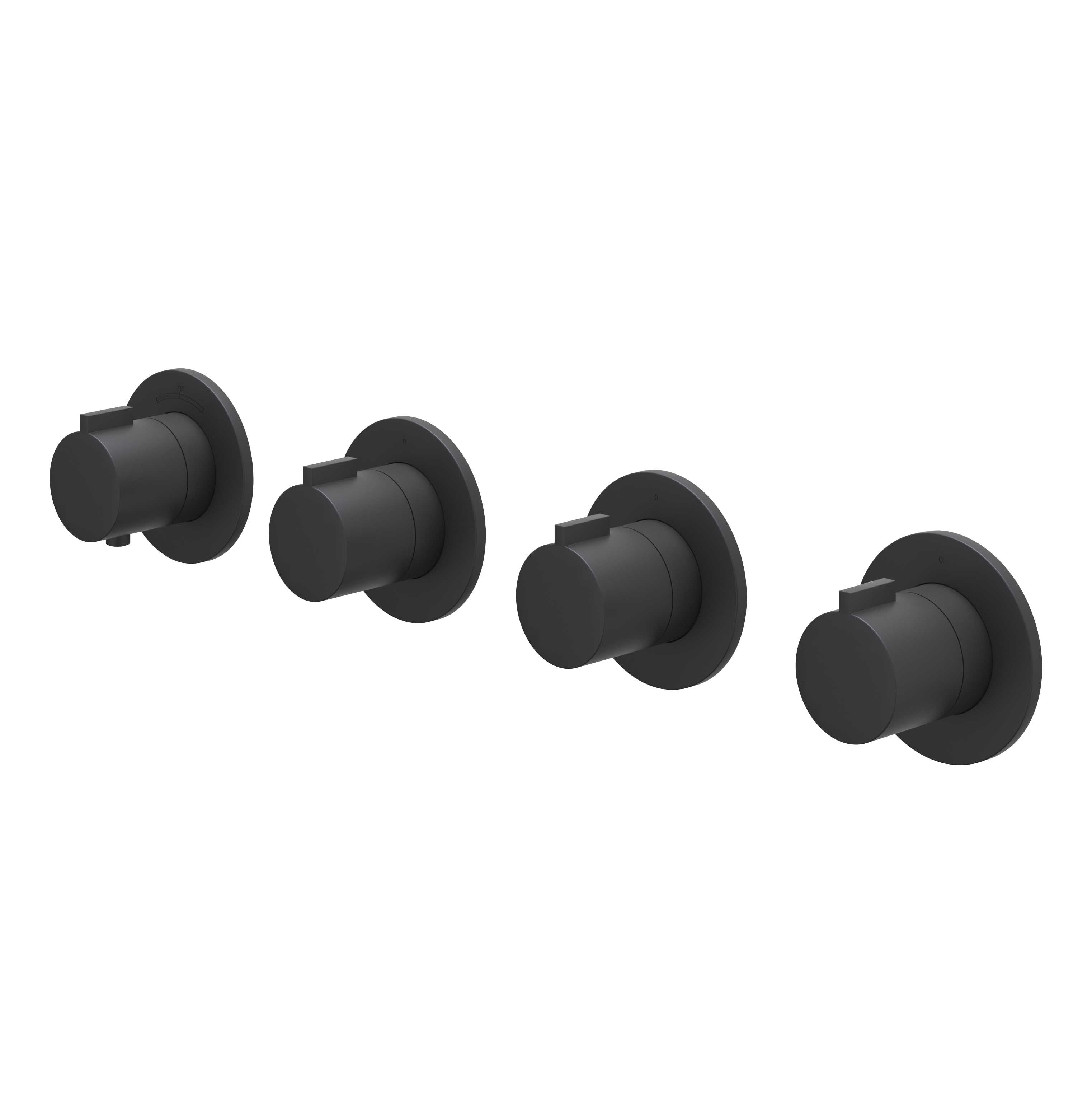 IVY Pact afbouwdeel inbouwthermostaat 3 stopkranen symmetry - mat zwart PED