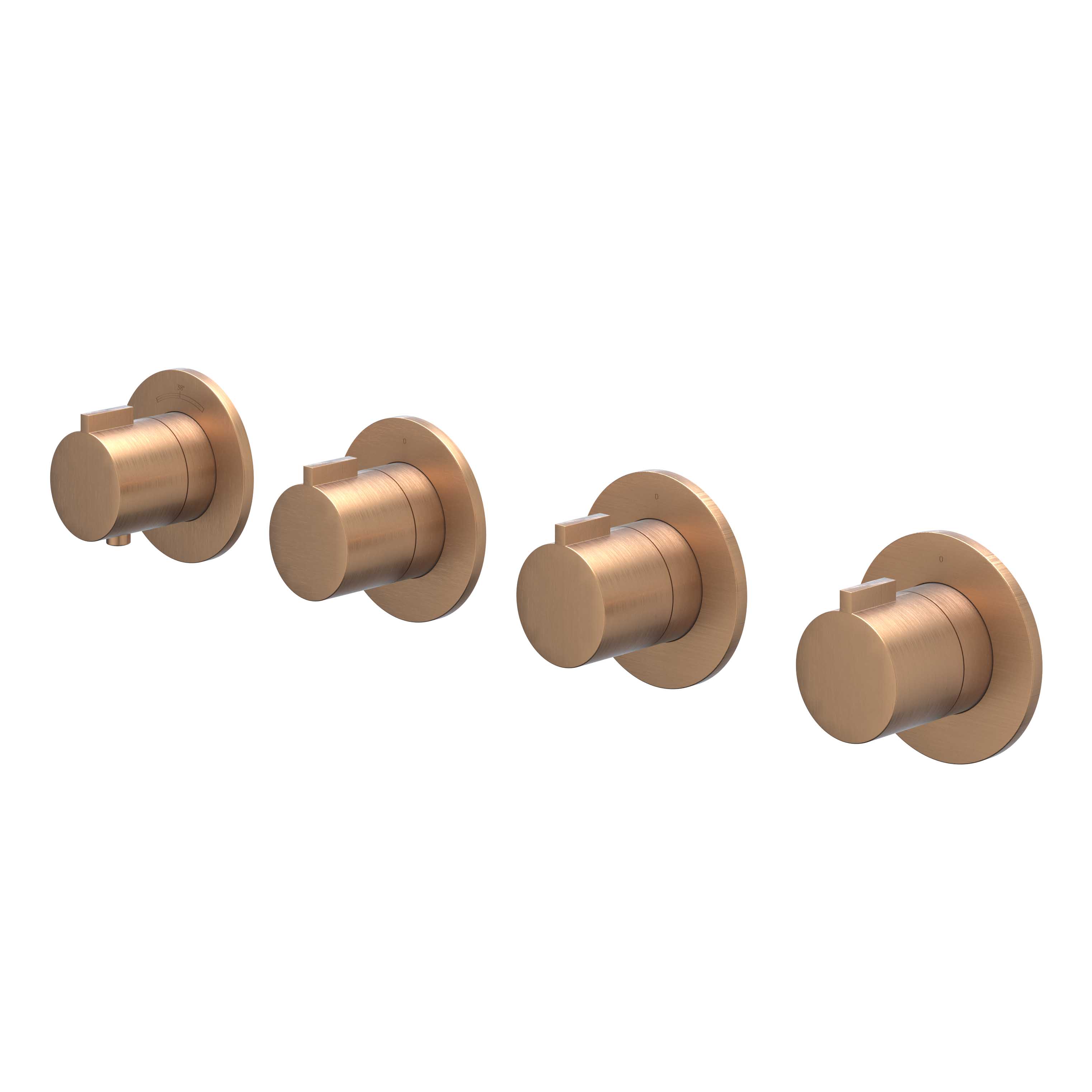 IVY Pact afbouwdeel inbouwthermostaat 3 stopkranen symmetry - geborsteld mat koper PVD