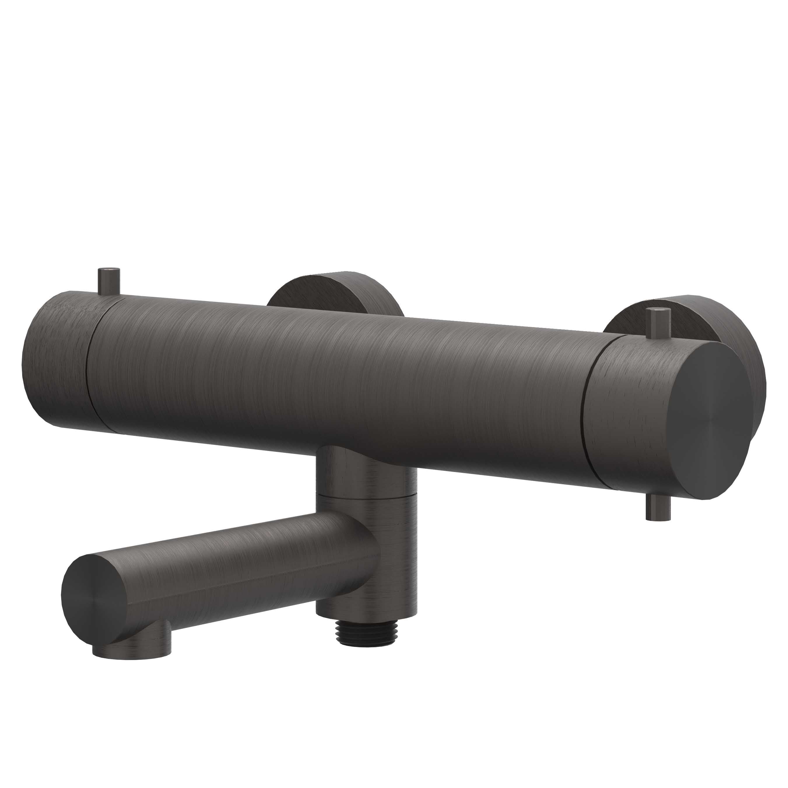 IVY Concord opbouw badthermostaat met wegdraaibare baduitloop RVS 316 - geborsteld carbon black PVD