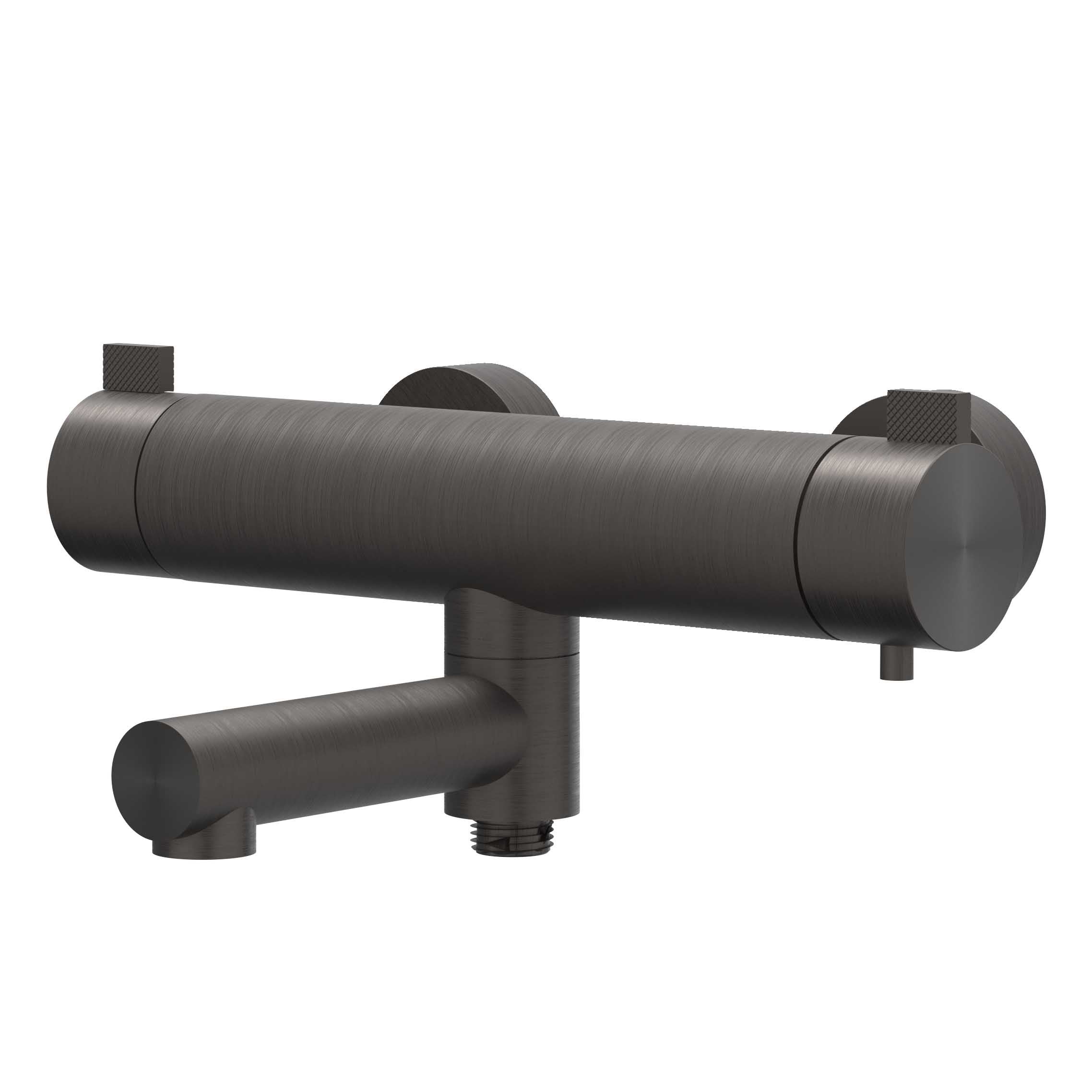 IVY Tribe opbouw badthermostaat met wegdraaibare baduitloop RVS 316 - geborsteld carbon black PVD