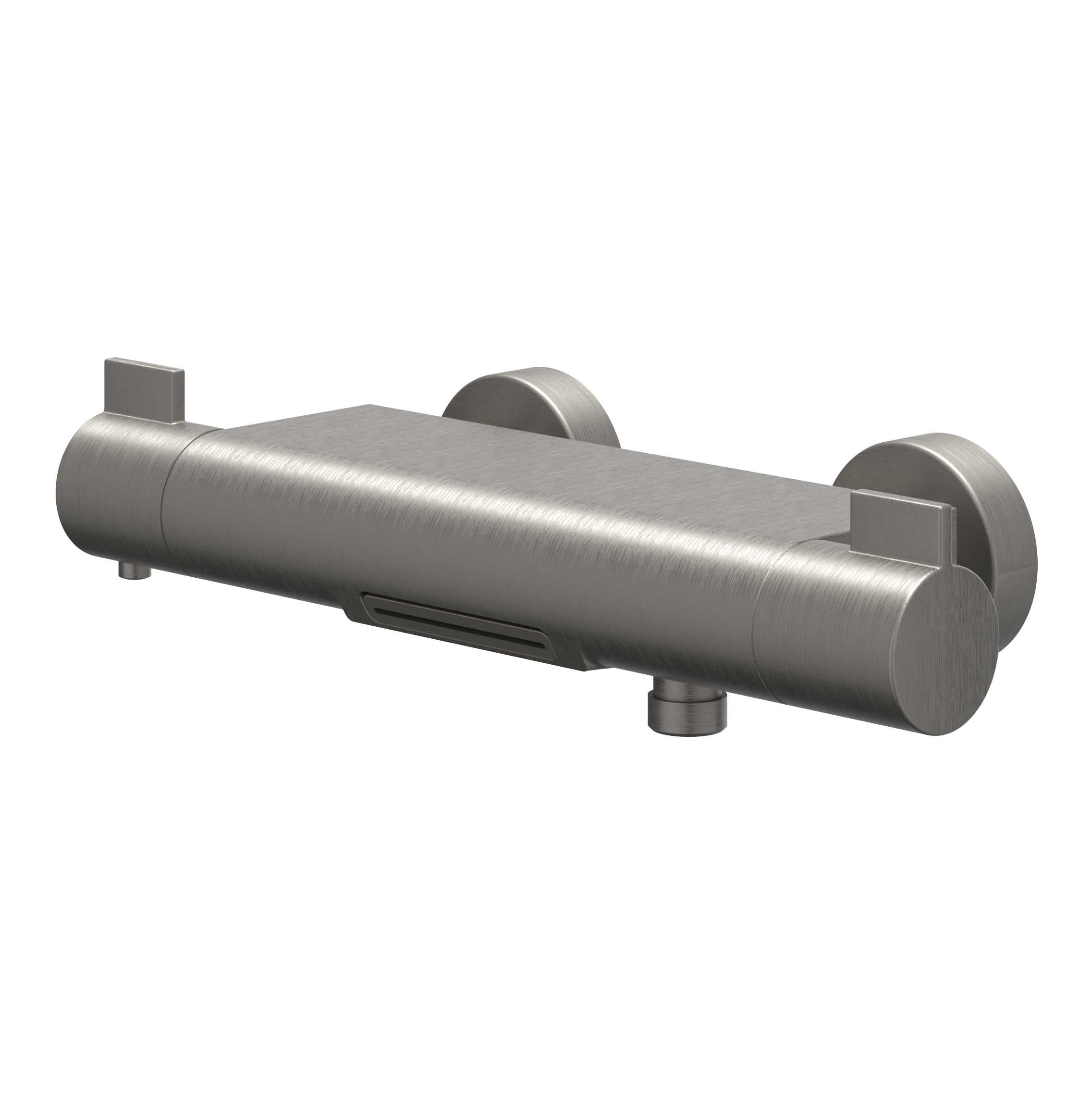 IVY Pact badthermostaatkraan opbouw cooltouch met cascade uitloop - geborsteld metal black PVD