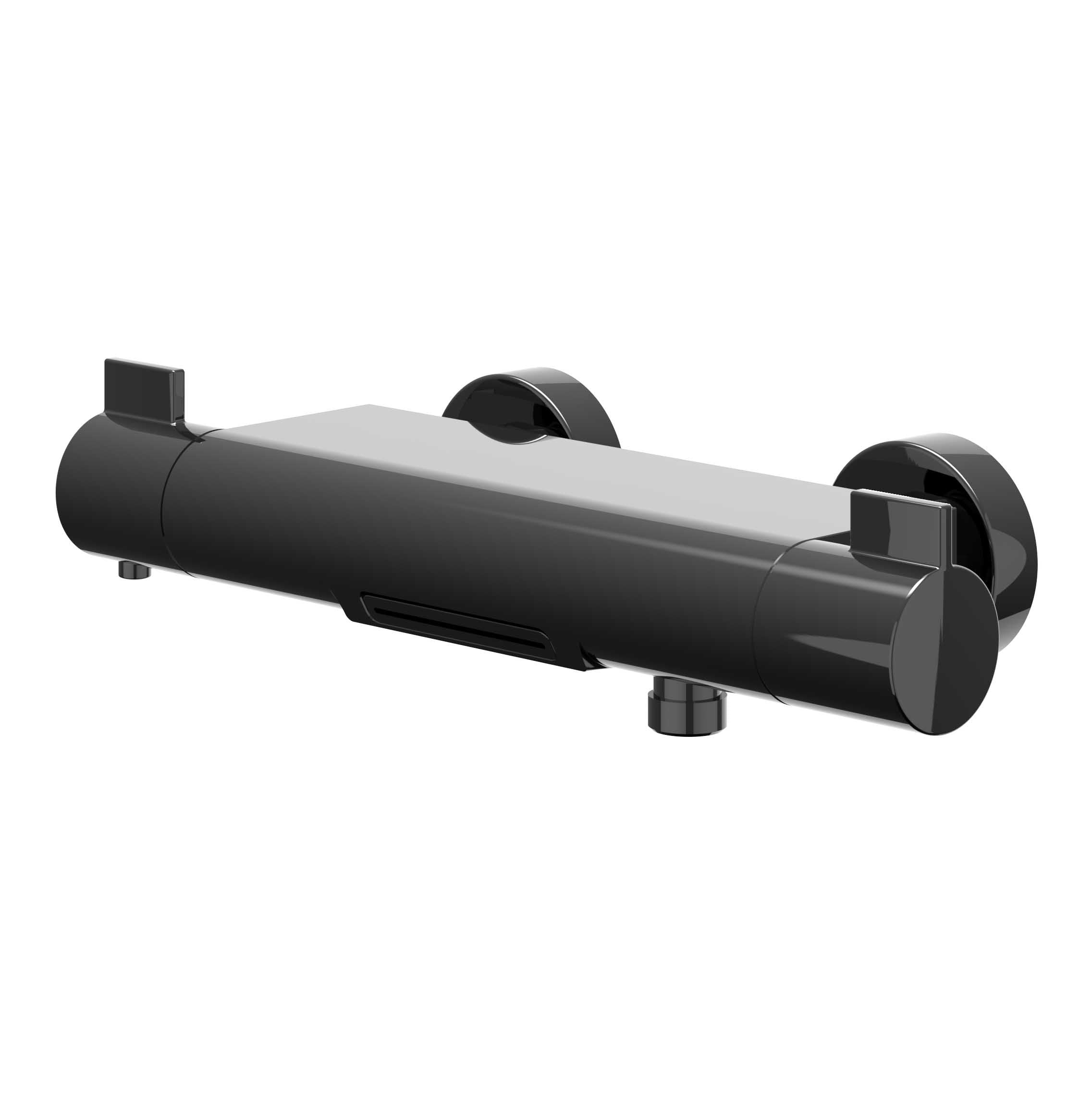 IVY Pact badthermostaatkraan opbouw cooltouch met cascade uitloop - zwart chroom PVD