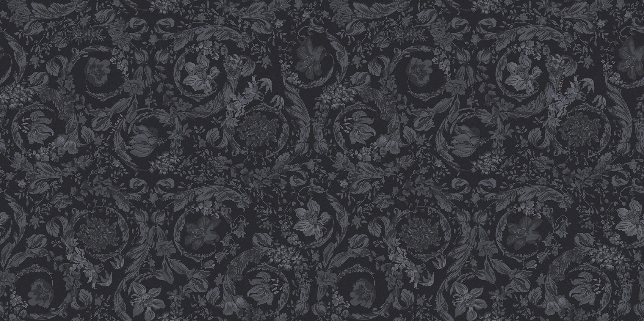 Versace Tiles, Icons - G28322 - Barocco Gard. Black, Naturale, 60x120cm, 10.00mm, Rett.