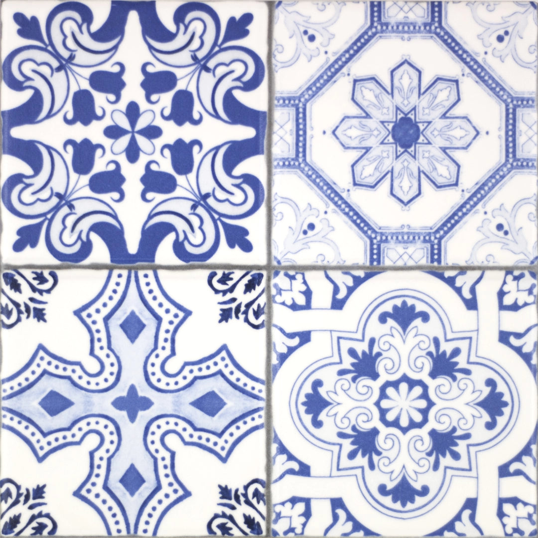 Fabresa, Aragon - 21107 - Blue Mate Decor Mix, Matt, 20x20cm, 10.00mm