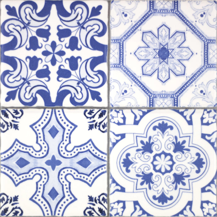 Fabresa, Aragon - 21107 - Blue Mate Decor Mix, Matt, 20x20cm, 10.00mm