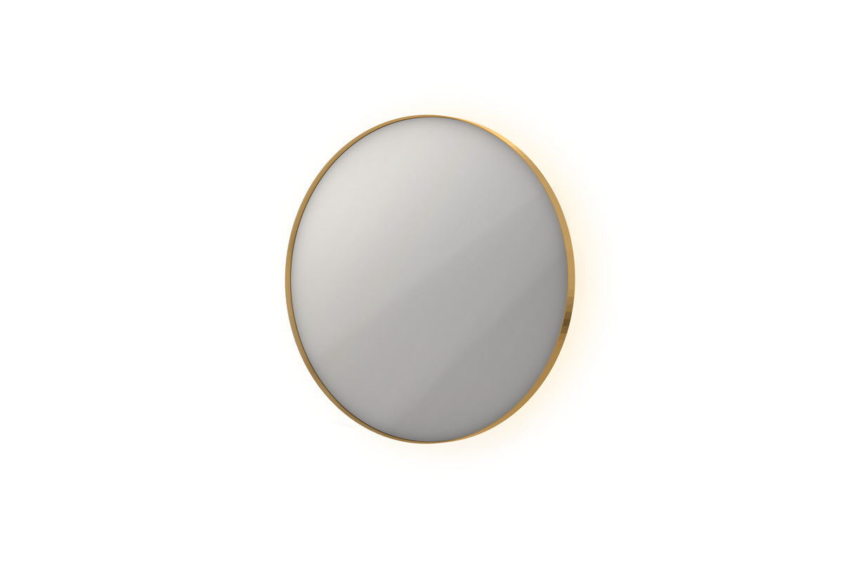 Ink SP17 spiegel rond in kader 60cm indirecte LED - Geborsteld Mat Goud