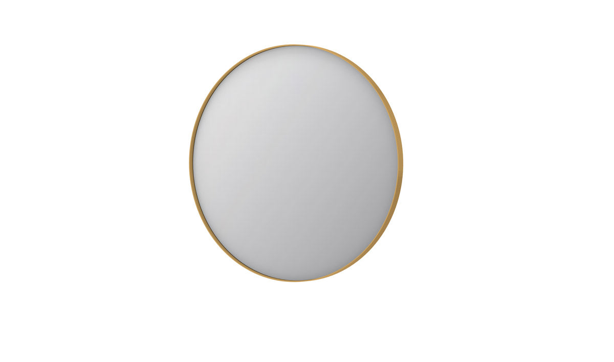 Ink SP15 spiegel rond in kader 80cm - Geborsteld Mat Goud