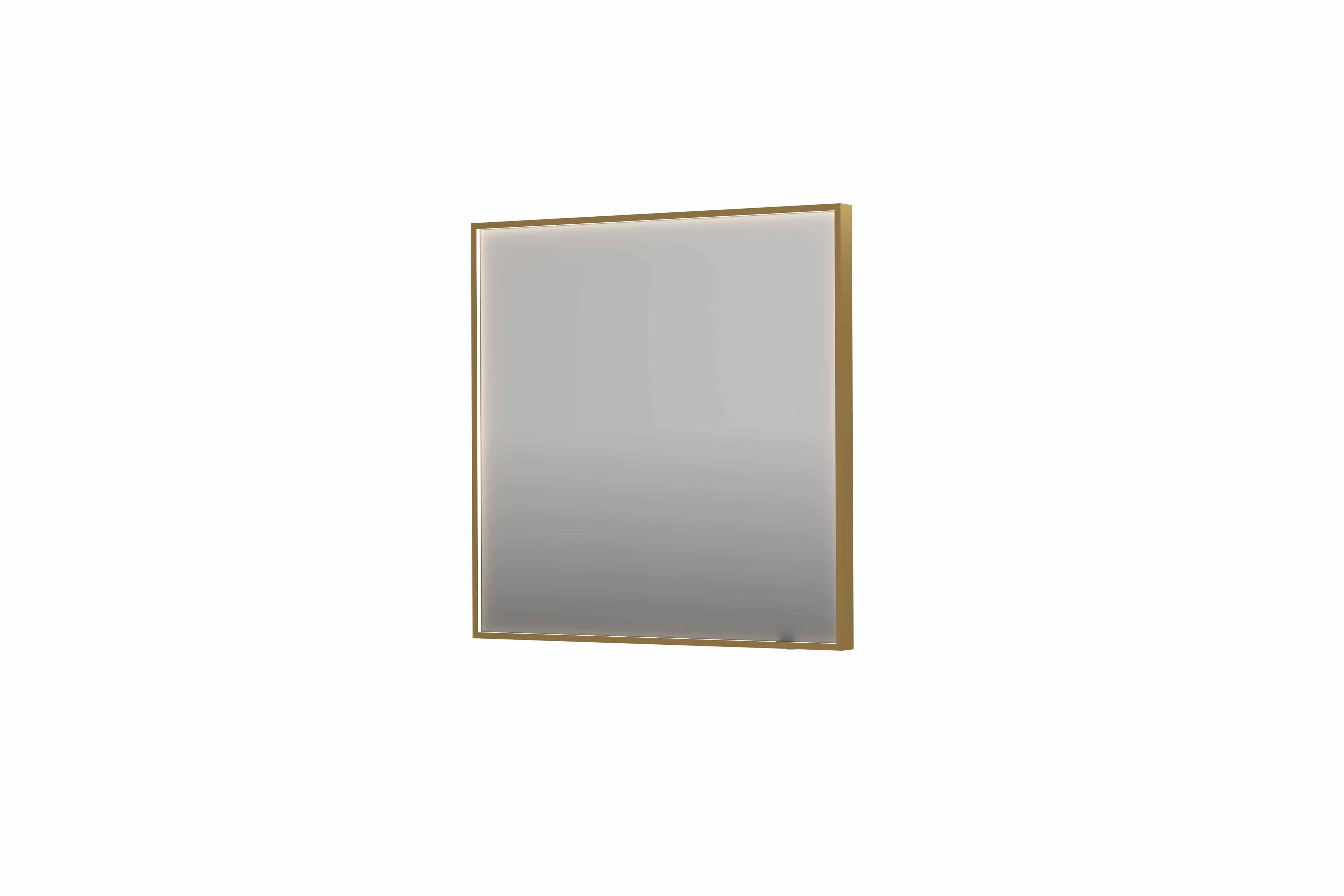 Ink SP19 spiegel in kader 80x80cm directe LED verlichting rondom - Geborsteld Mat Goud