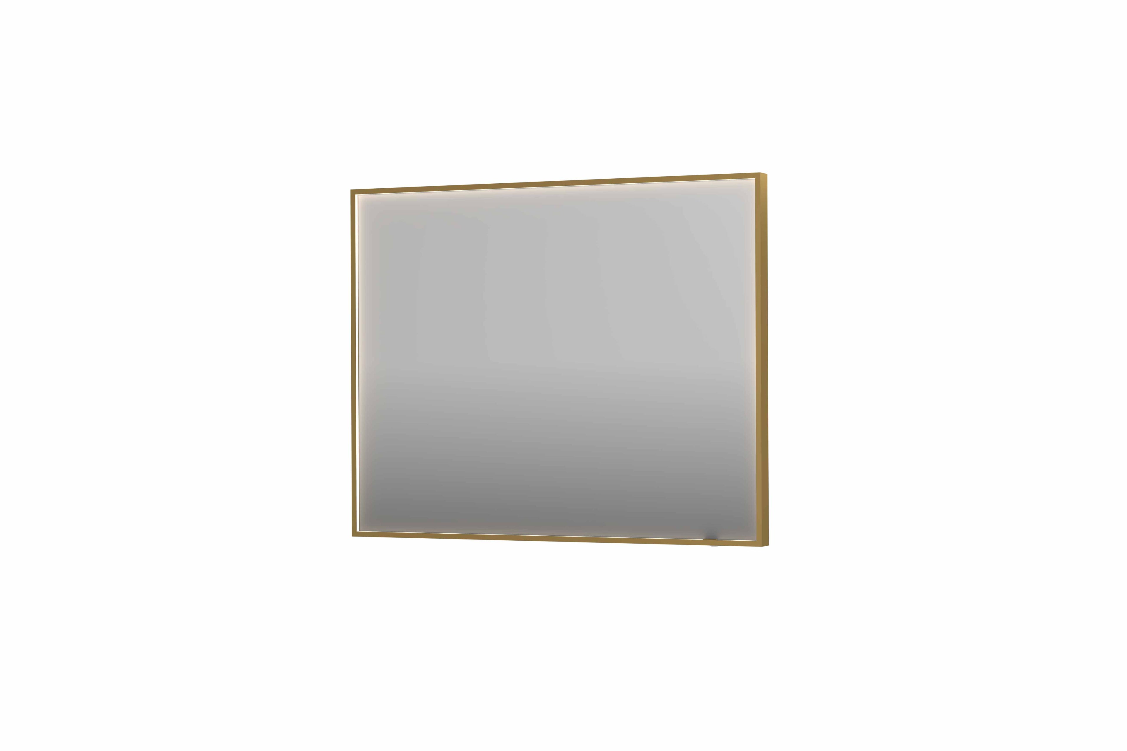 Ink SP19 spiegel in kader 100x80cm directe LED verlichting rondom - Geborsteld Mat Goud