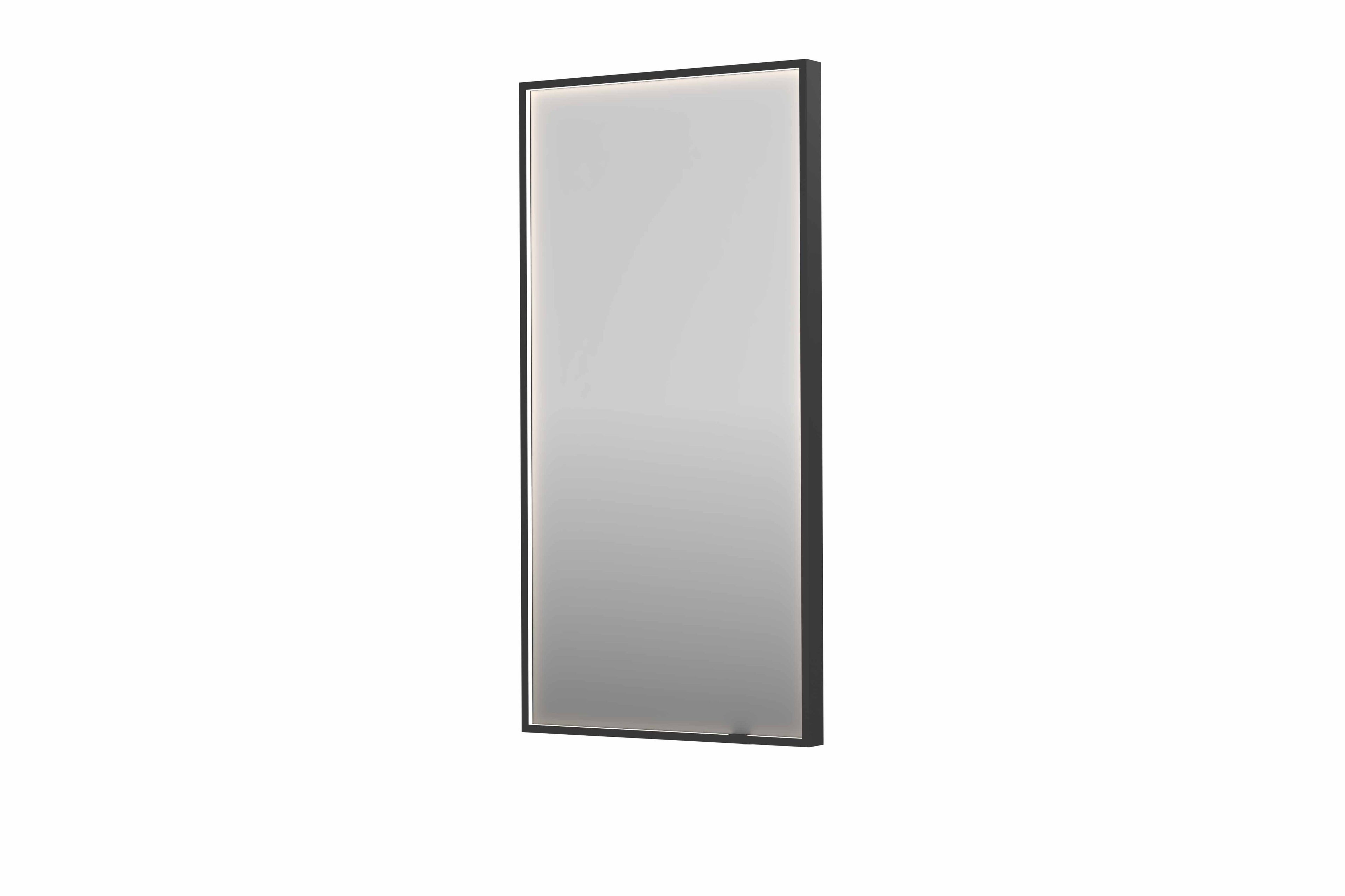Ink SP19 spiegel in kader 50x100cm directe LED verlichting rondom - geborsteld metal black