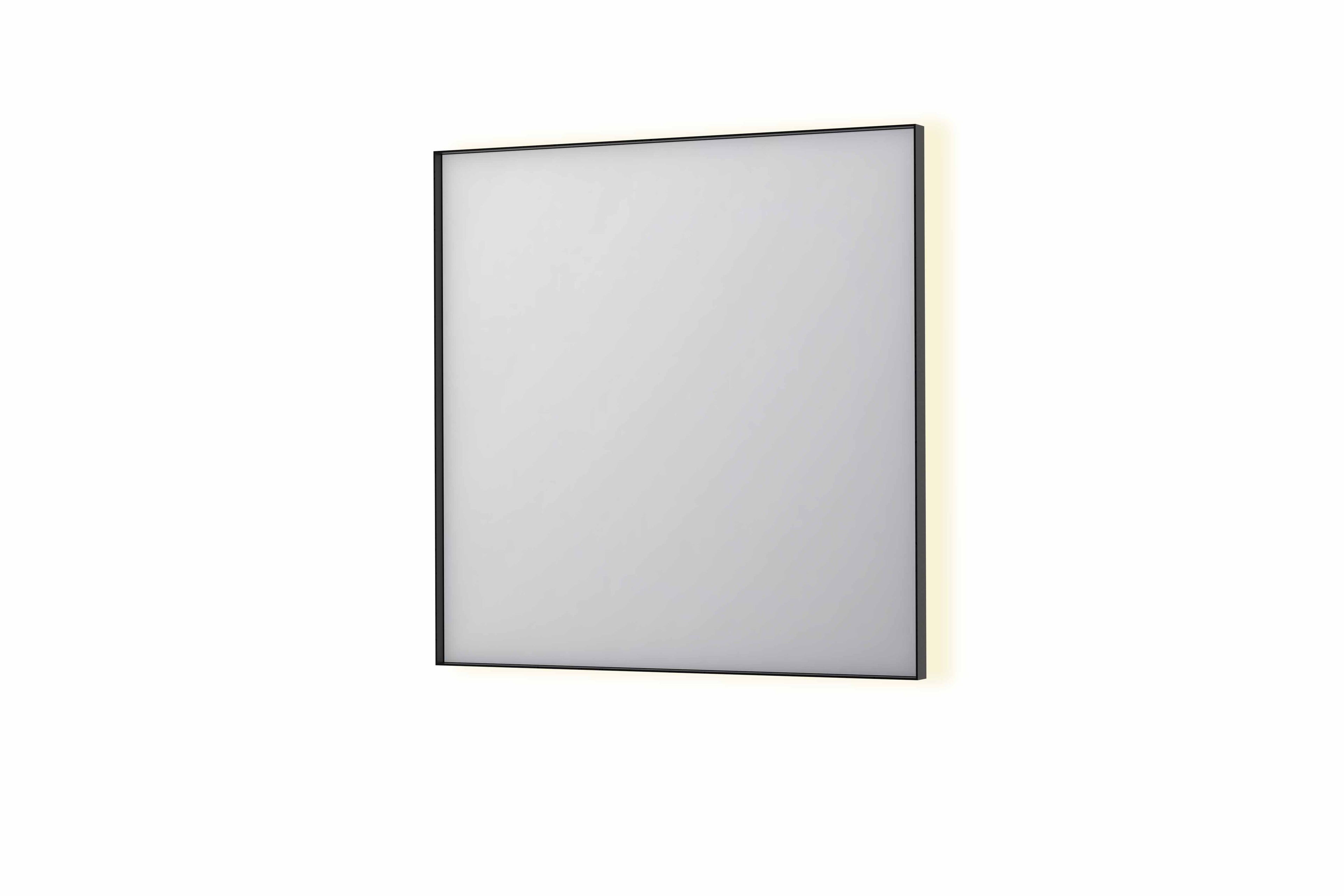 Ink SP32 spiegel in kader 80x80cm indirecte LED verlichting rondom - geborsteld metal black