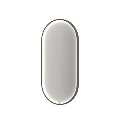 Ink SP34 spiegel ovaal in kader 50x100cm directe en indirecte LED - geborsteld metal black