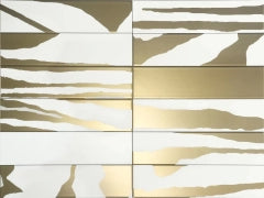Dune Ceramica, Flat Deluxe - Savannah White & Gold, Satin, 7.5x30cm, 8.00mm, Rett.