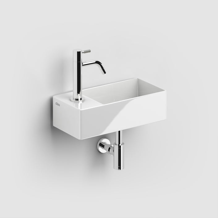 Clou New Flush 3 fontein links wit keramiek met kraangat inclusief afvoerset 35x18x10 - CL/03.03432.01