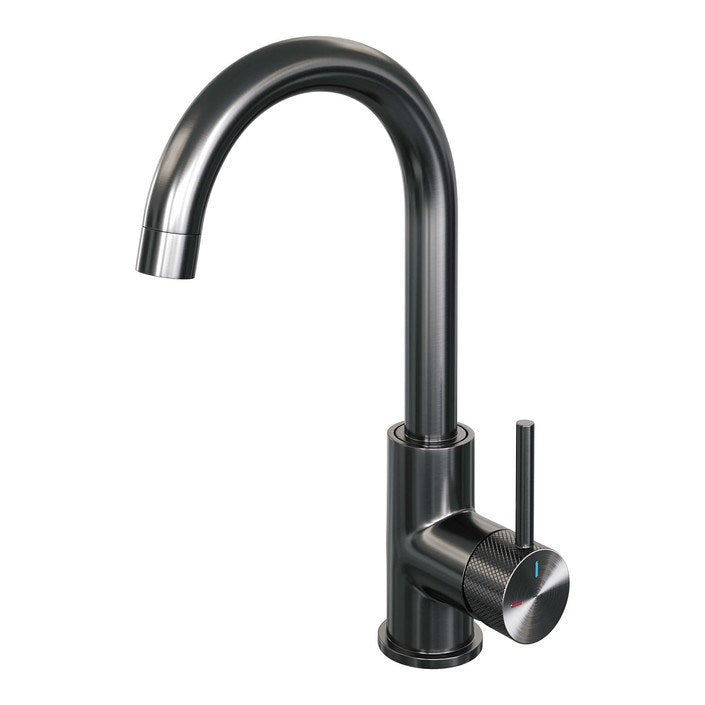 Brauer Carving wastafelkraan hoog - hendel 1 - Geborsteld Gunmetal PVD
