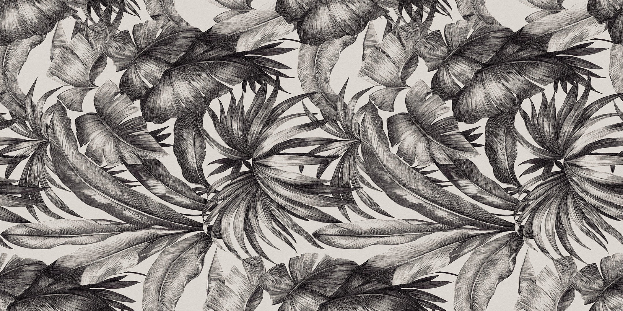 Versace Tiles, Icons - G28325 - Palm Black&white, Naturale, 60x120cm, 10.00mm, Rett.
