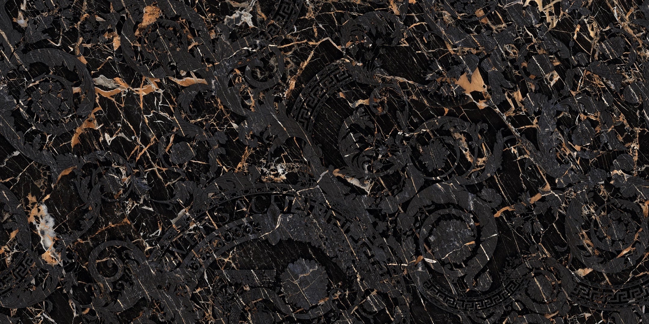 Versace Tiles, Maximvs - G67594 - Black & Gold Megabarocco, Lux, 60x120cm, 10.00mm, Rett.