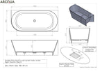 Arcqua - Pinto back to wall ligbad 180x80 mat zwart rechts