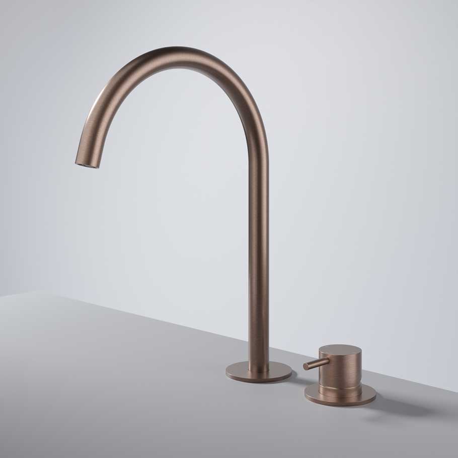 Hotbath Cobber CB023H wastafelkraan 2-gats hoog - Geborsteld Koper PVD