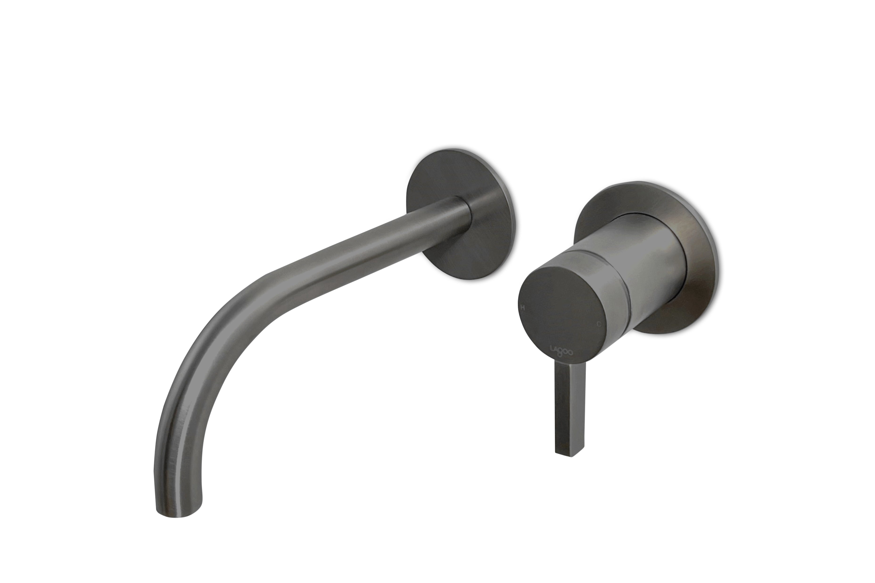 Lagoo - Como - Inbouw wastafelmengkraan (afbouwdeel) met uitloop  (22 cm)  - Geborsteld Gun Metal PVD - CM1200-22GM