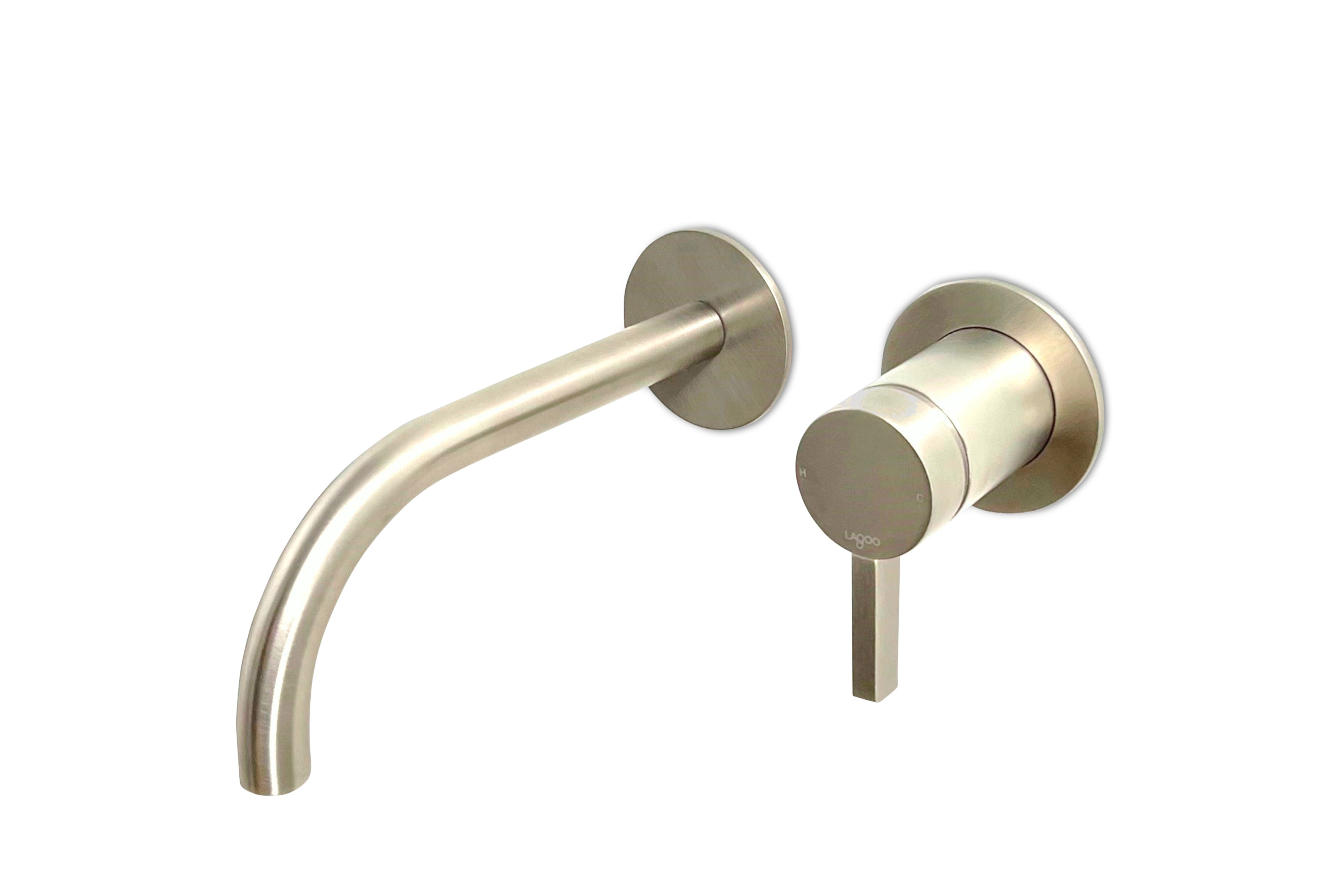 Lagoo - Como - Inbouw wastafelmengkraan (afbouwdeel) met uitloop  (22 cm)  - Geborsteld Champagne PVD - CM1200-22PG