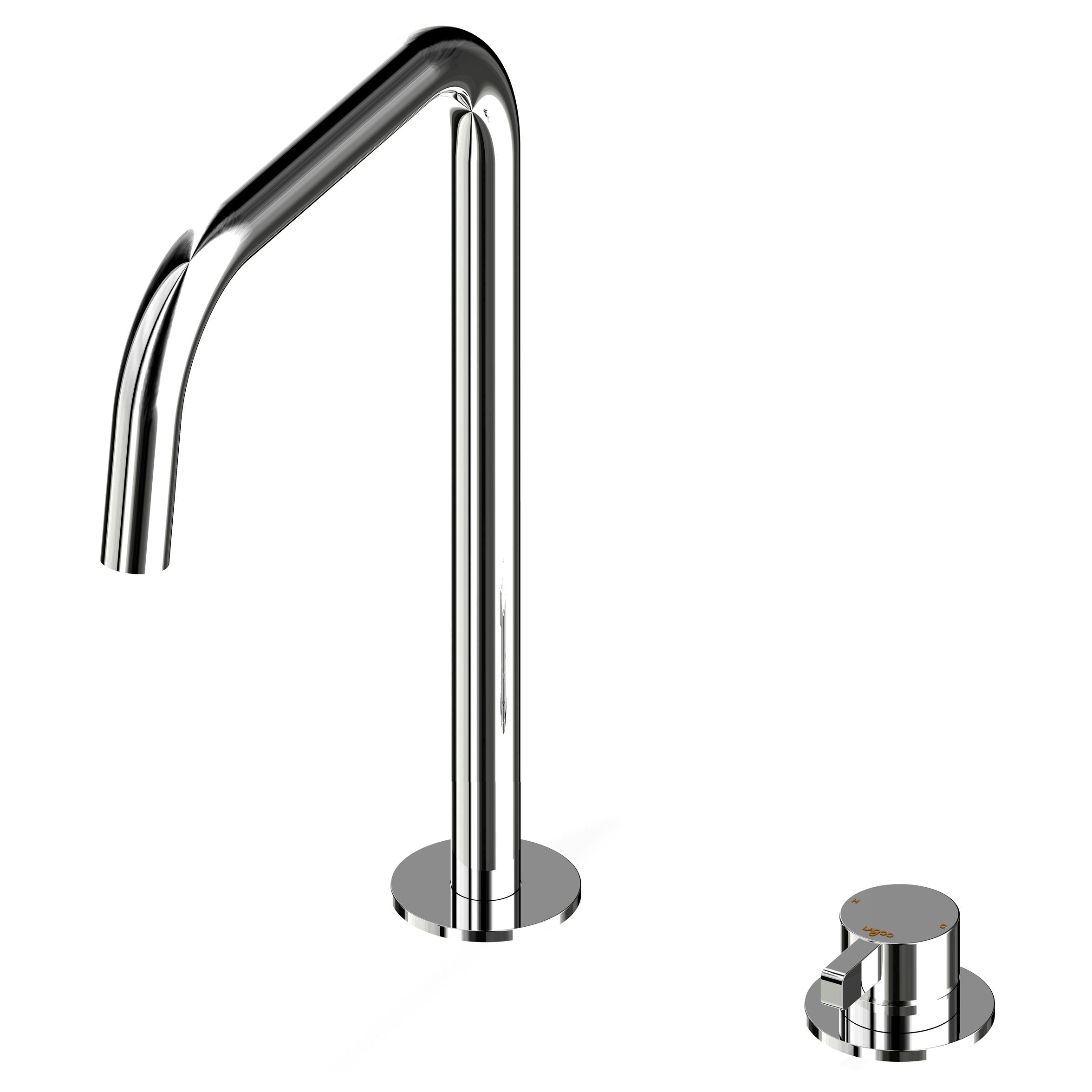Lagoo - Como - Wastafelmengkraan (2-gats) met draaibare rechte uitloop (high) - Chroom - CM1232CH