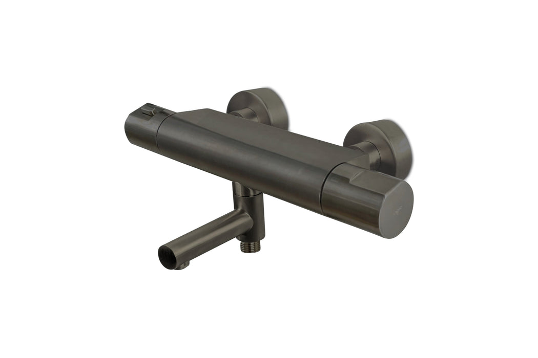 Lagoo - Como - Thermostatische badmengkraan met uitloop en geintegreerd omstel - Geborsteld Gun Metal PVD - CM3101GM
