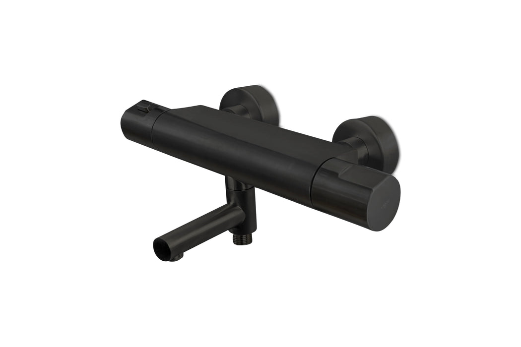 Lagoo - Como - Thermostatische badmengkraan met uitloop en geintegreerd omstel - Mat Zwart - CM3101MB