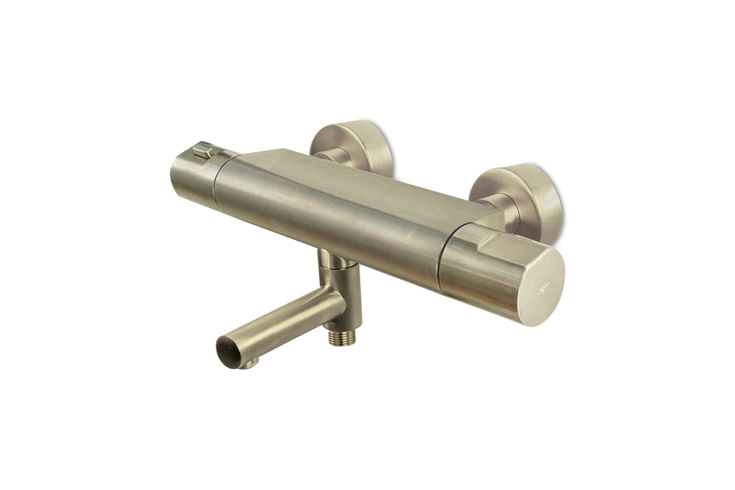 Lagoo - Como - Thermostatische badmengkraan met uitloop en geintegreerd omstel - Geborsteld Champagne PVD - CM3101PG