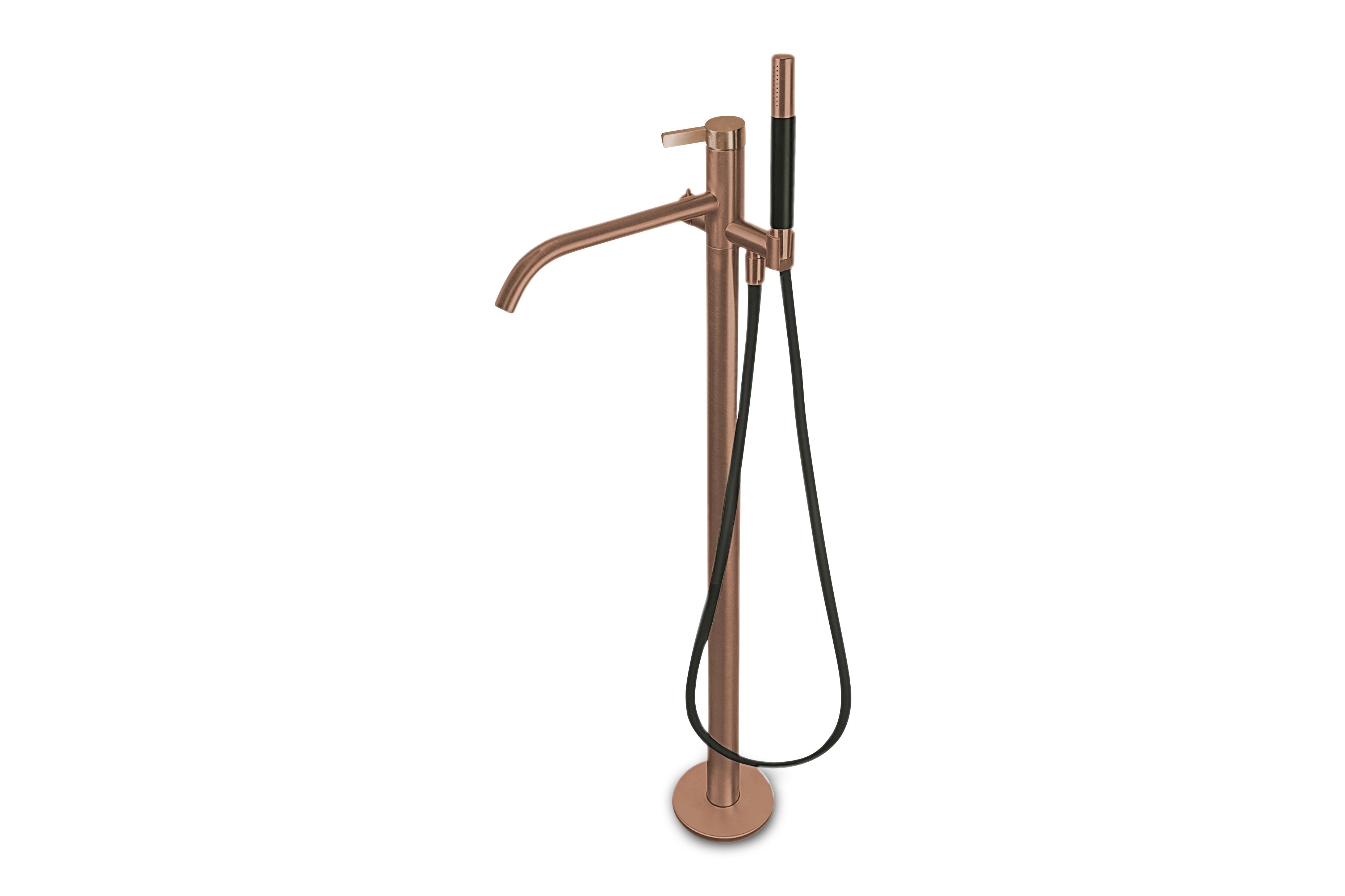 Lagoo - Como - Vrijstaande badmengkraan (afbouwdeel) met mixer en handdouche (staaf) - Geborsteld Koper PVD - CM3204BK