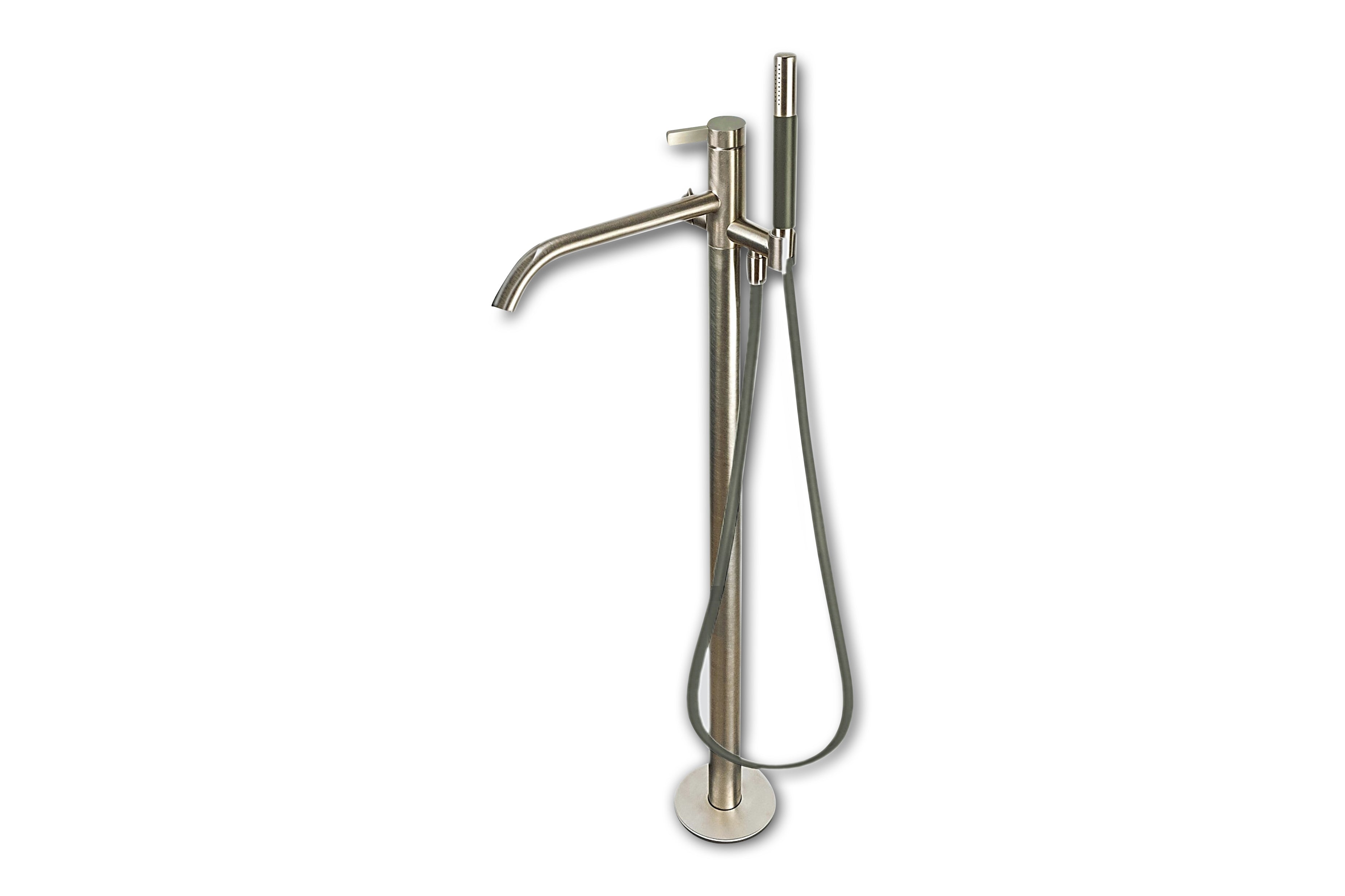 Lagoo - Como - Vrijstaande badmengkraan (afbouwdeel) met mixer en handdouche (staaf) - Geborsteld Nikkel - CM3204BN